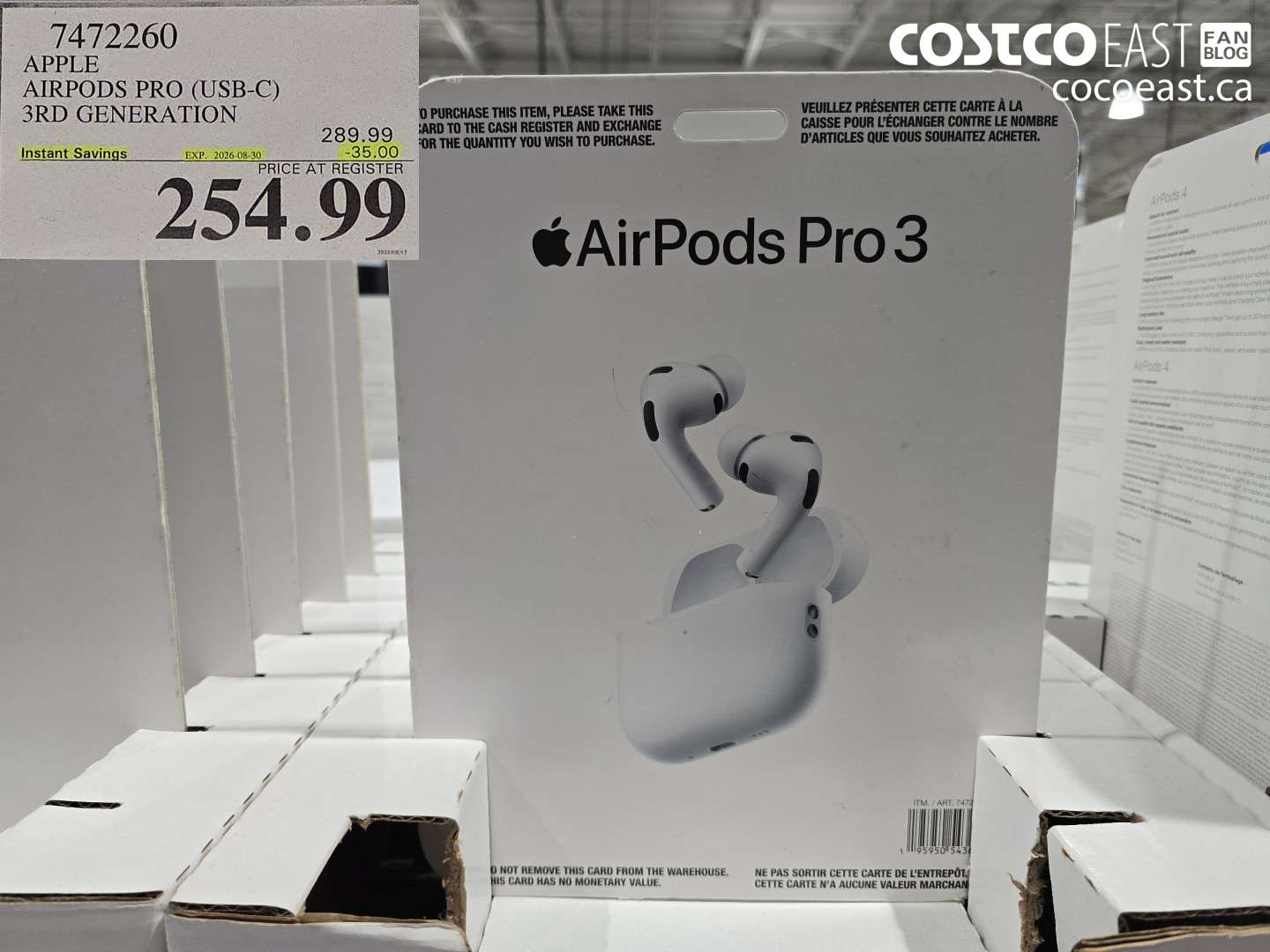 7472260 APPLE AIRPODS PRO (USB-C) 3RD GENERATION ($35.00 INSTANT SAVINGS EXPIRES ON 2026-08-30) $254.99