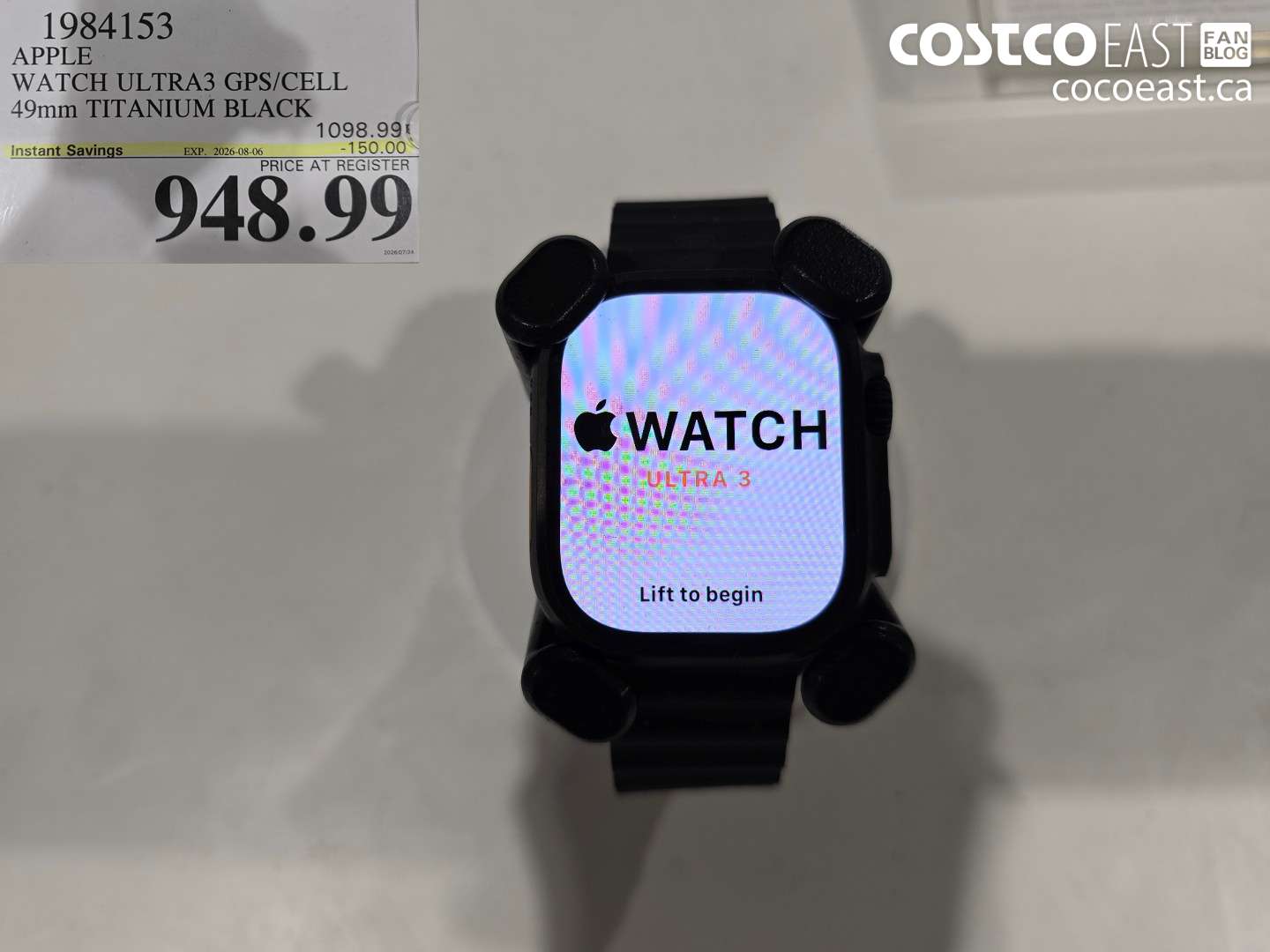 1984153 APPLE WATCH ULTRA3 GPS/CELL 49MM TITANIUM BLACK ($150.00 INSTANT SAVINGS EXPIRES ON 2026-08-06) $948.99