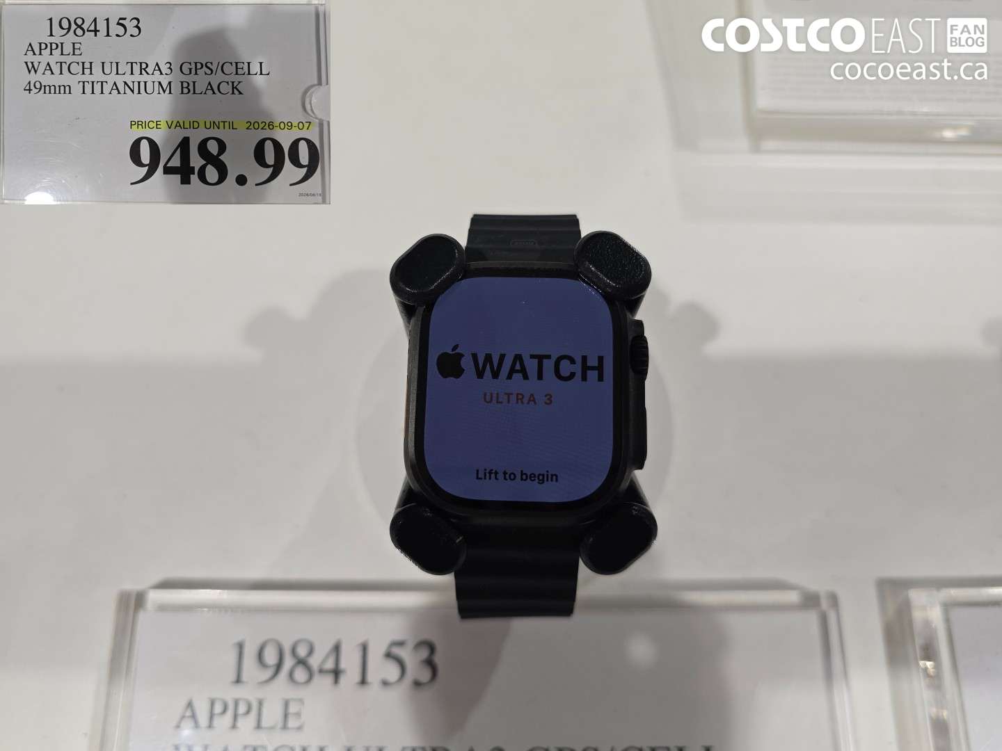 1984153 APPLE WATCH ULTRA3 GPS/CELL 49MM TITANIUM BLACK $948.99