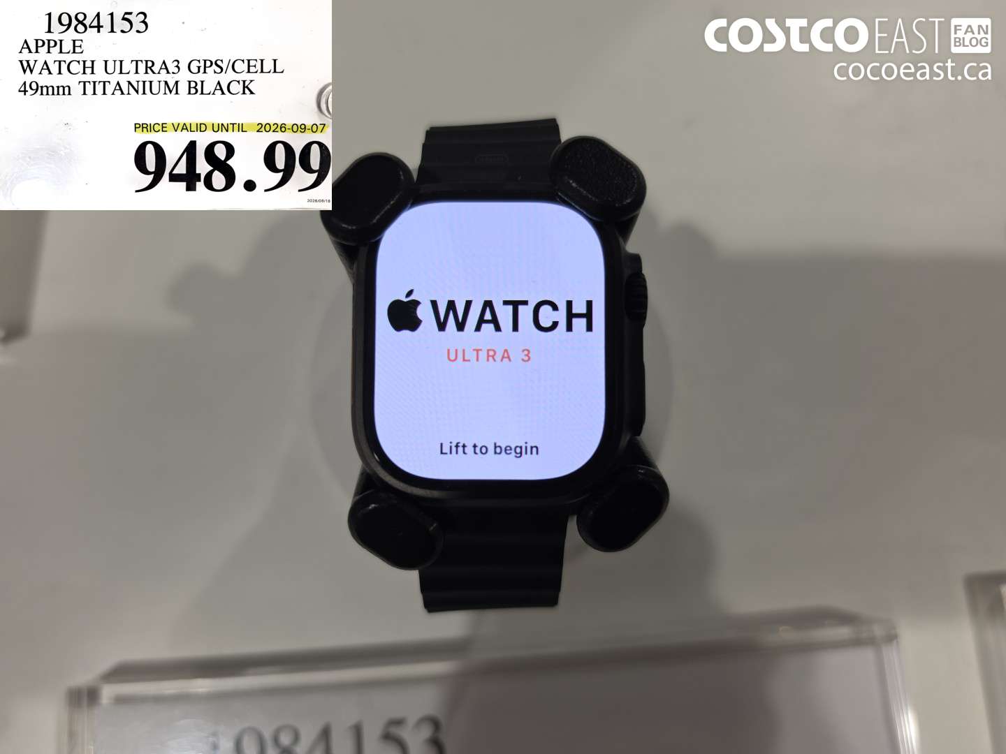 1984153 APPLE WATCH ULTRA3 GPS/CELL 49MM TITANIUM BLACK $948.99