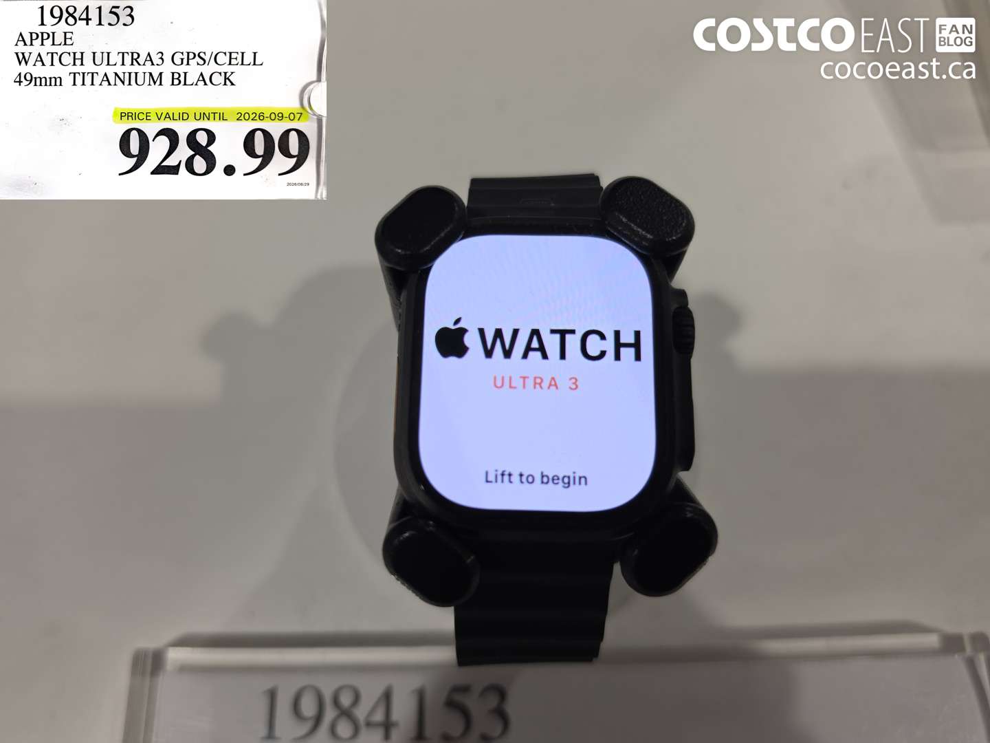 1984153 APPLE WATCH ULTRA3 GPS/CELL 49MM TITANIUM BLACK $928.99