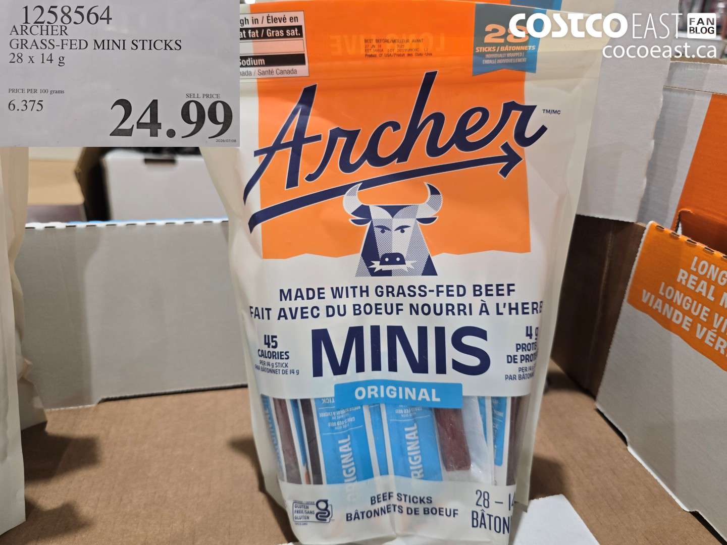1258564 ARCHER GRASS-FED MINI STICKS 28 X 14 G $24.99