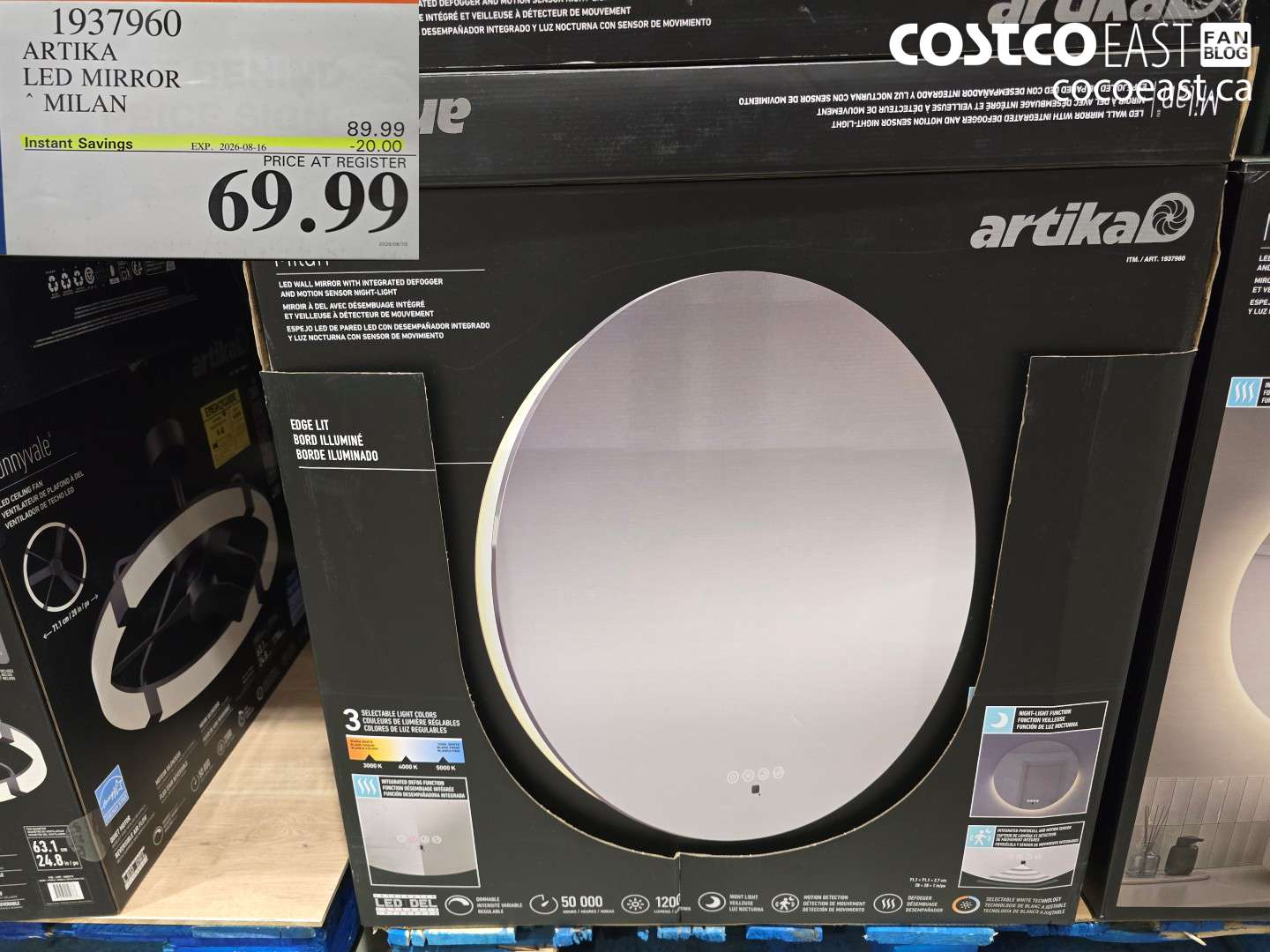 1937960 ARTIKA LED MIRROR MILAN ($20.00 INSTANT SAVINGS EXPIRES ON 2026-08-16) $69.99
