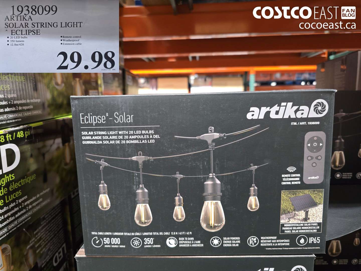 1938099 ARTIKA SOLAR STRING LIGHT ECLIPSE $29.98