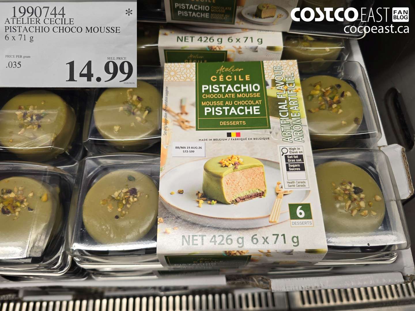 1990744 ATELIER CECILE PISTACHIO CHOCO MOUSSE 6 X 71 G $14.99