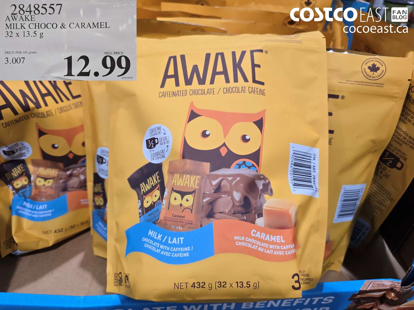 2848557 AWAKE MILK CHOCO & CARAMEL 32 X 13.5 G $12.99