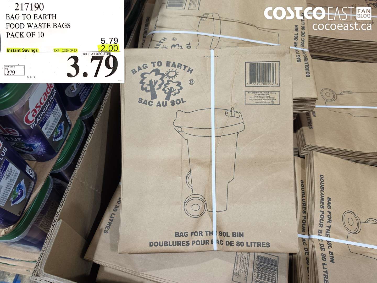 217190 BAG TO EARTH FOOD WASTE BAGS PACK OF 10 ($2.00 INSTANT SAVINGS EXPIRES ON 2026-09-13) $3.79