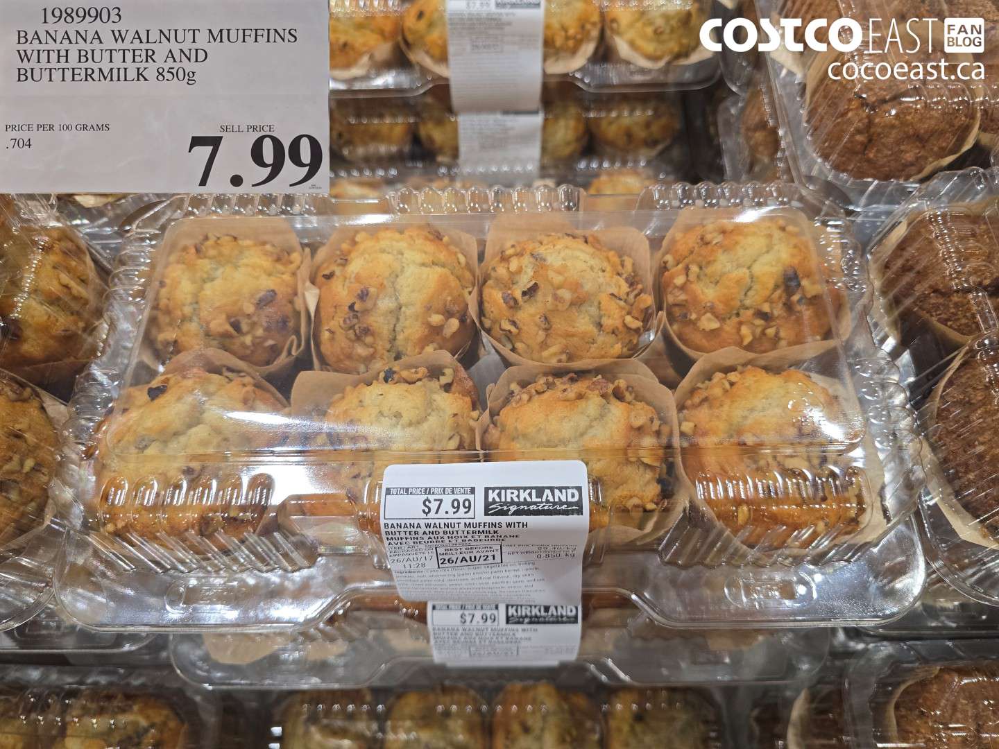 1989903 BANANA WALNUT MUFFINS WITH BUTTER AND BUTTERMILK 850G $7.99
