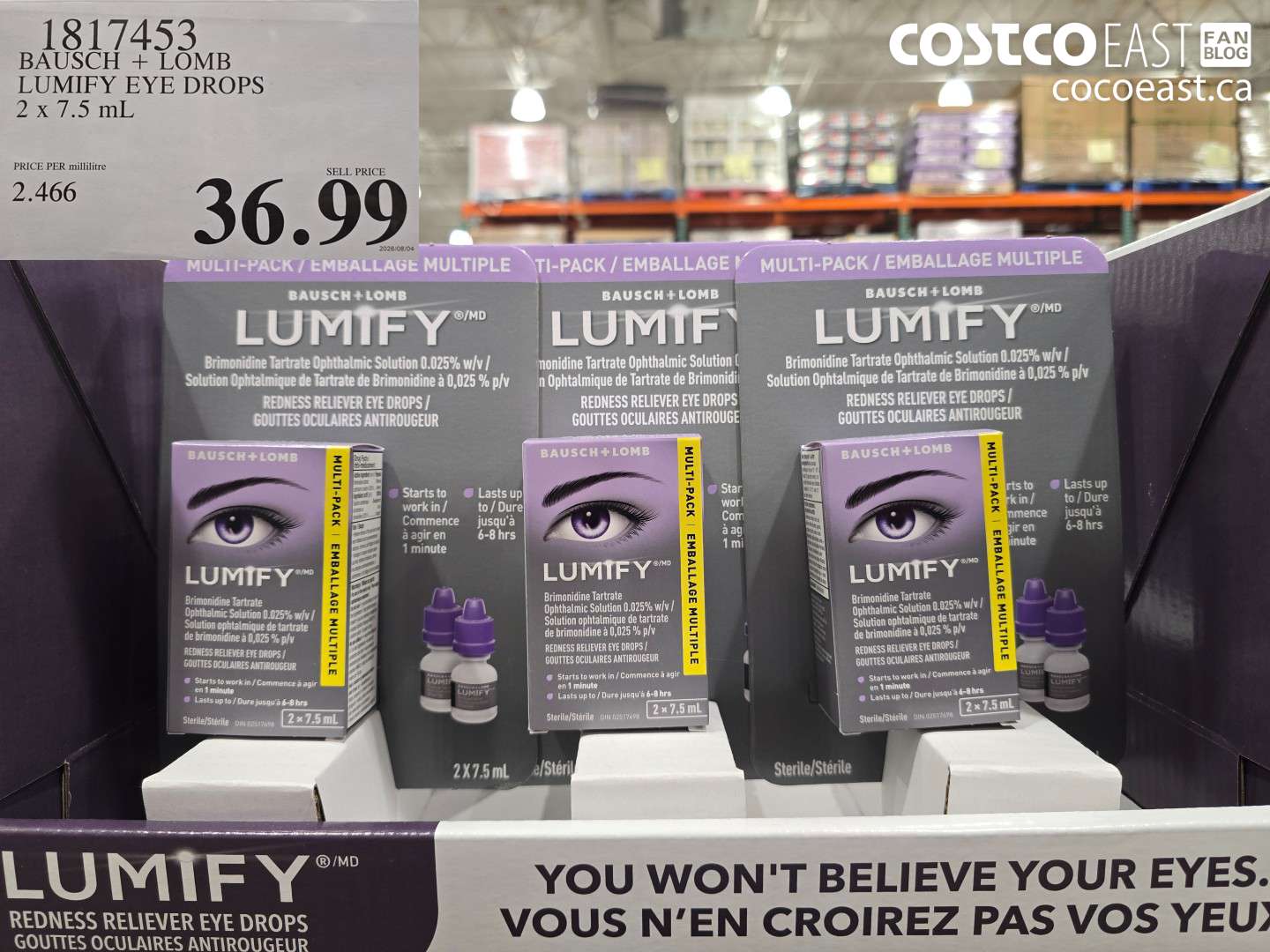 1817453 BAUSCH + LOMB LUMIFY EYE DROPS 2 X 7.5 ML $36.99