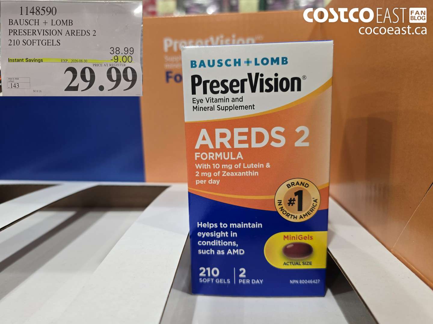 1148590 BAUSCH + LOMB PRESERVISION AREDS 2 210 SOFTGELS ($9.00 INSTANT SAVINGS EXPIRES ON 2026-08-30) $29.99