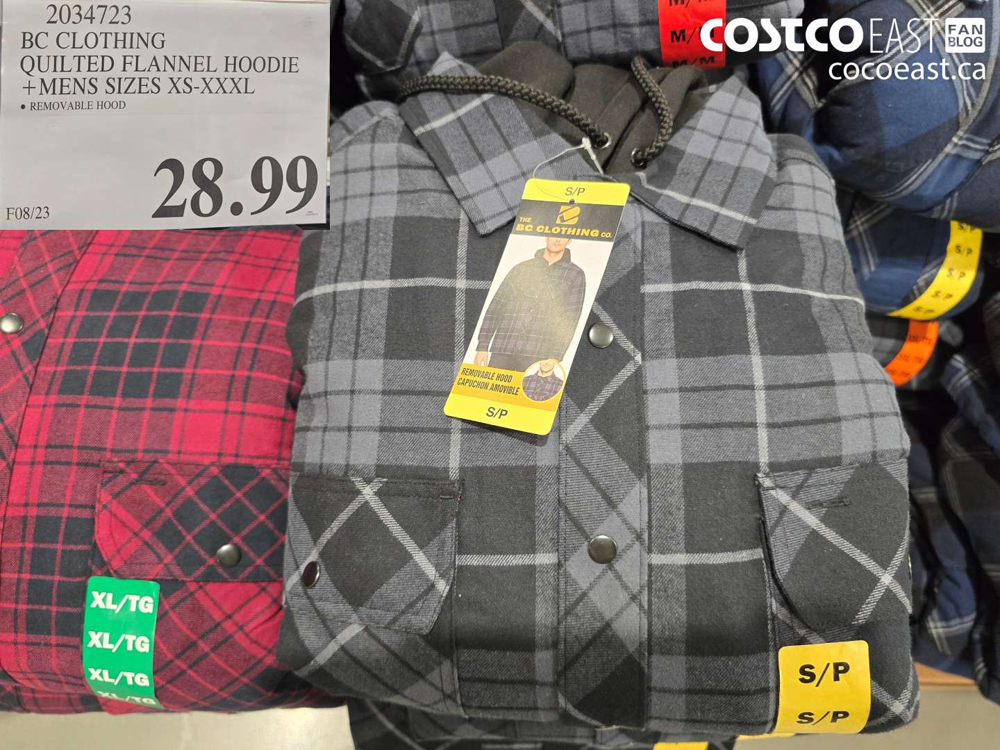 2034723 BC CLOTHING QUILTED FLANNEL HOODIE + MENS SIZES XS-XXXL $28.99