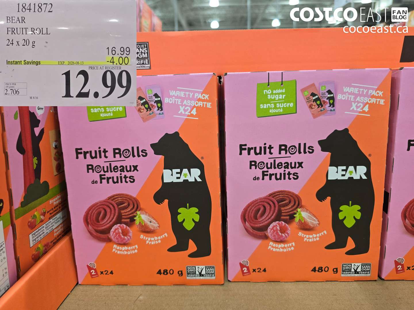 1841872 BEAR FRUIT ROLL 24 X 20 G ($4.00 INSTANT SAVINGS EXPIRES ON 2026-08-13) $12.99
