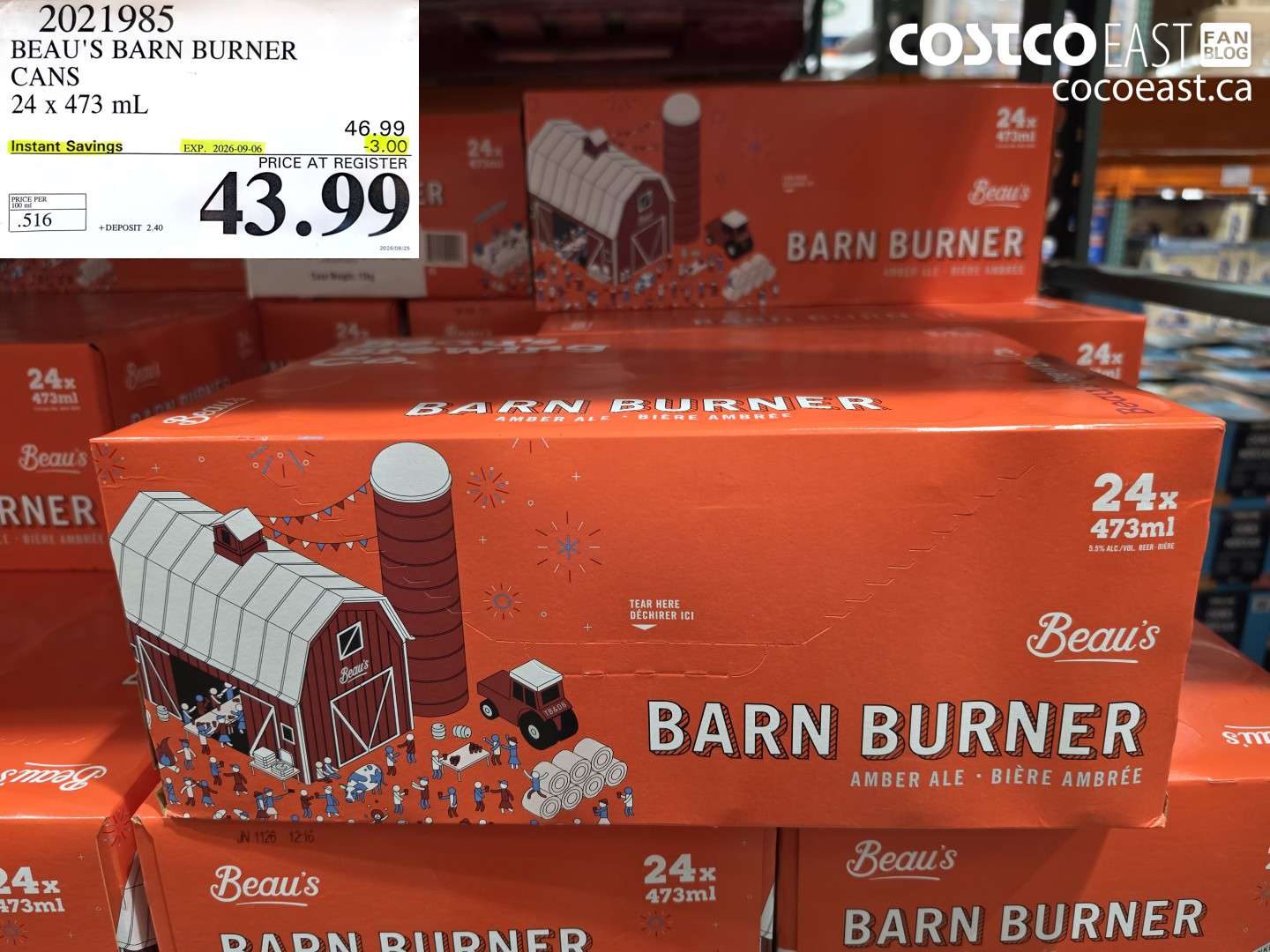 2021985 BEAU'S BARN BURNER CANS 24 X 473 ML ($3.00 INSTANT SAVINGS EXPIRES ON 2026-09-06) $43.99