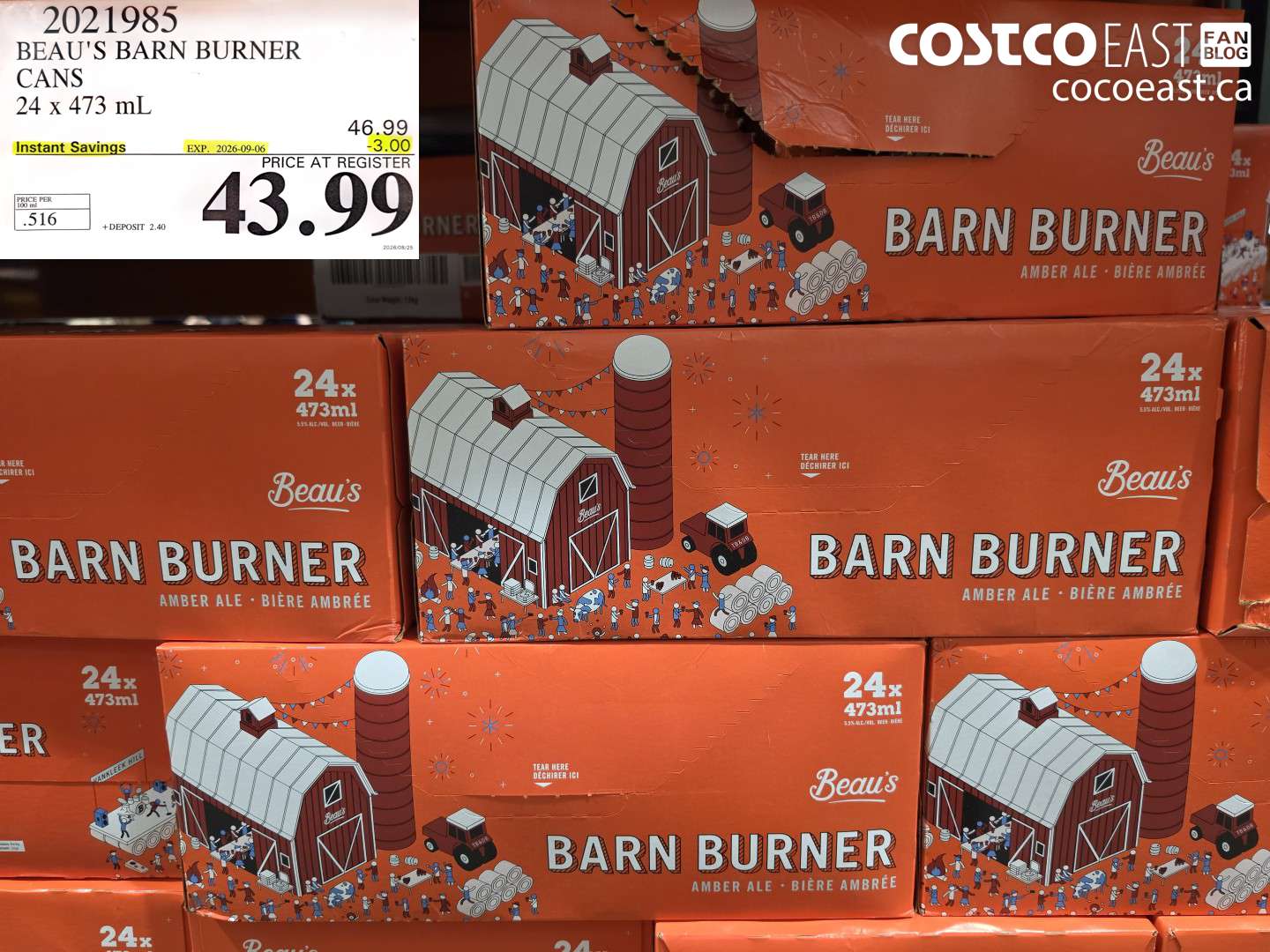 2021985 BEAU'S BARN BURNER CANS 24 X 473 ML ($3.00 INSTANT SAVINGS EXPIRES ON 2026-09-06) $43.99
