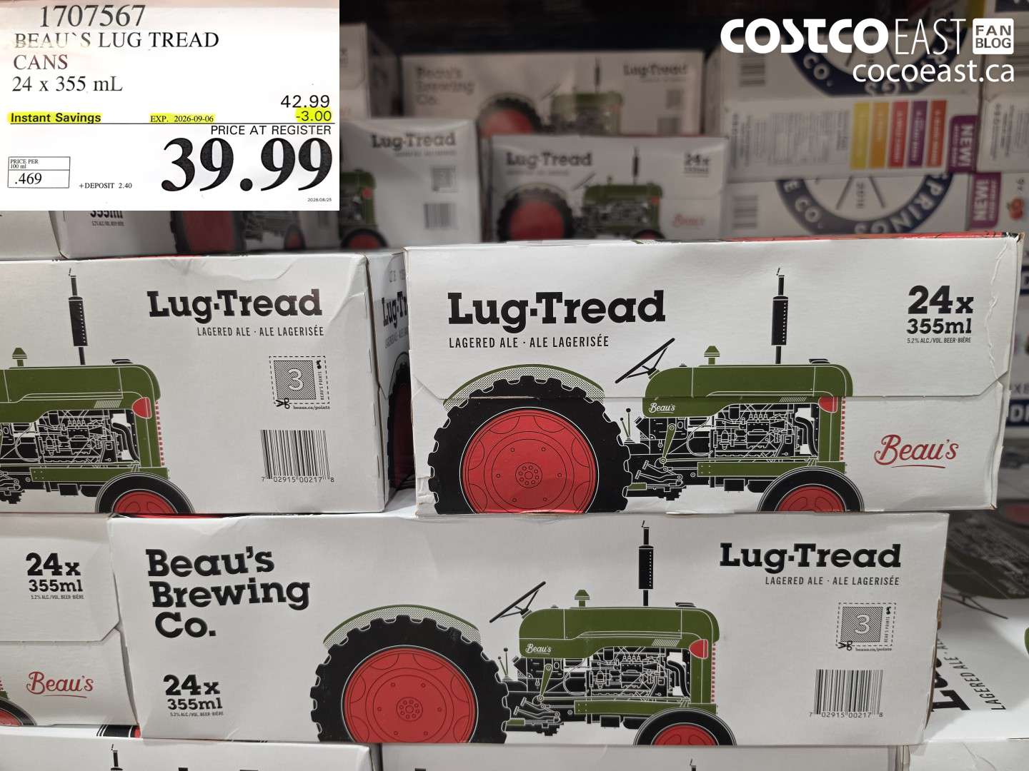 1707567 BEAU'S LUG TREAD CANS 24 X 355 ML ($3.00 INSTANT SAVINGS EXPIRES ON 2026-09-06) $39.99