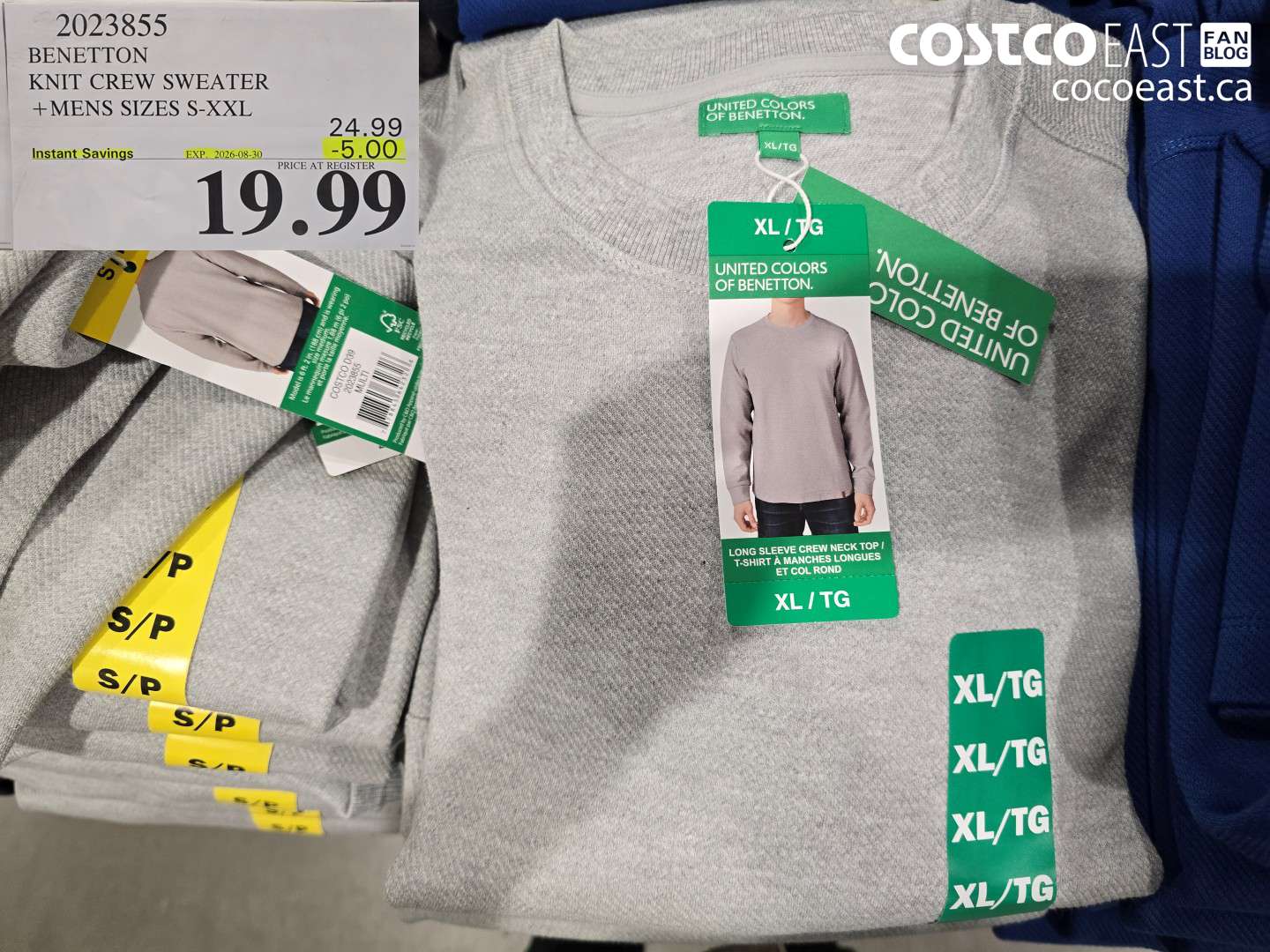 2023855 BENETTON KNIT CREW SWEATER MENS SIZES S-XXL ($5.00 INSTANT SAVINGS EXPIRES ON 2026-08-30) $19.99