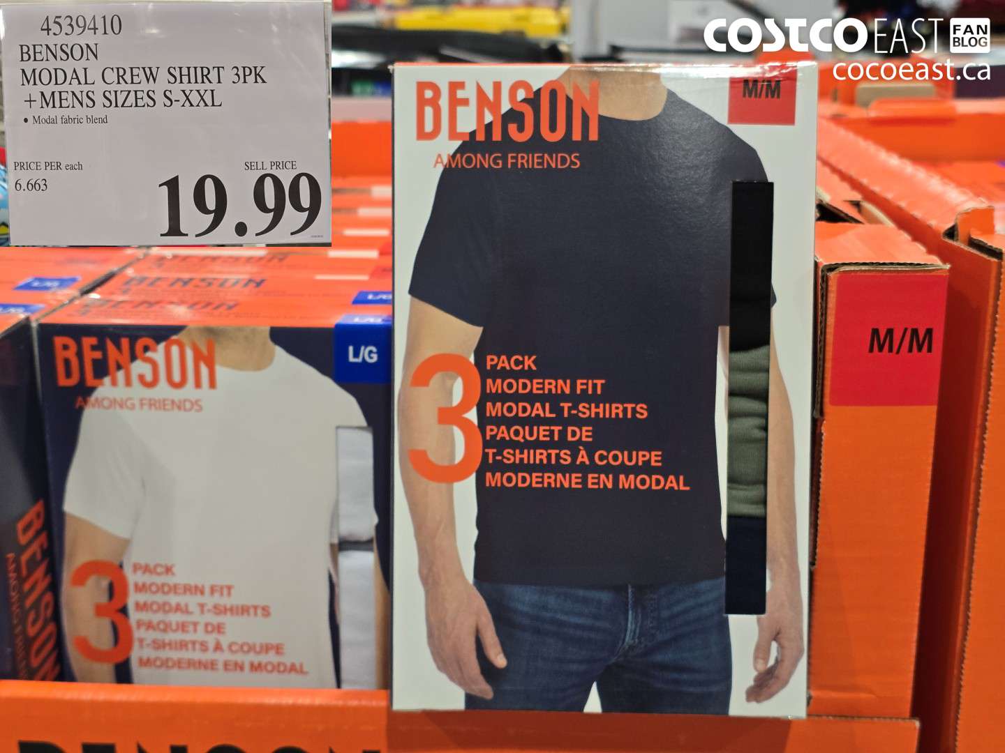 4539410 BENSON MODAL CREW SHIRT 3PK MENS SIZES S-XXL $19.99