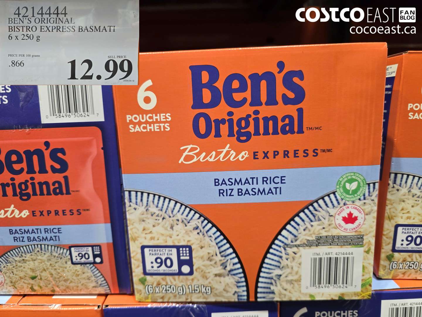 4214444 BEN'S ORIGINAL BISTRO EXPRESS BASMATI 6 X 250 G $12.99