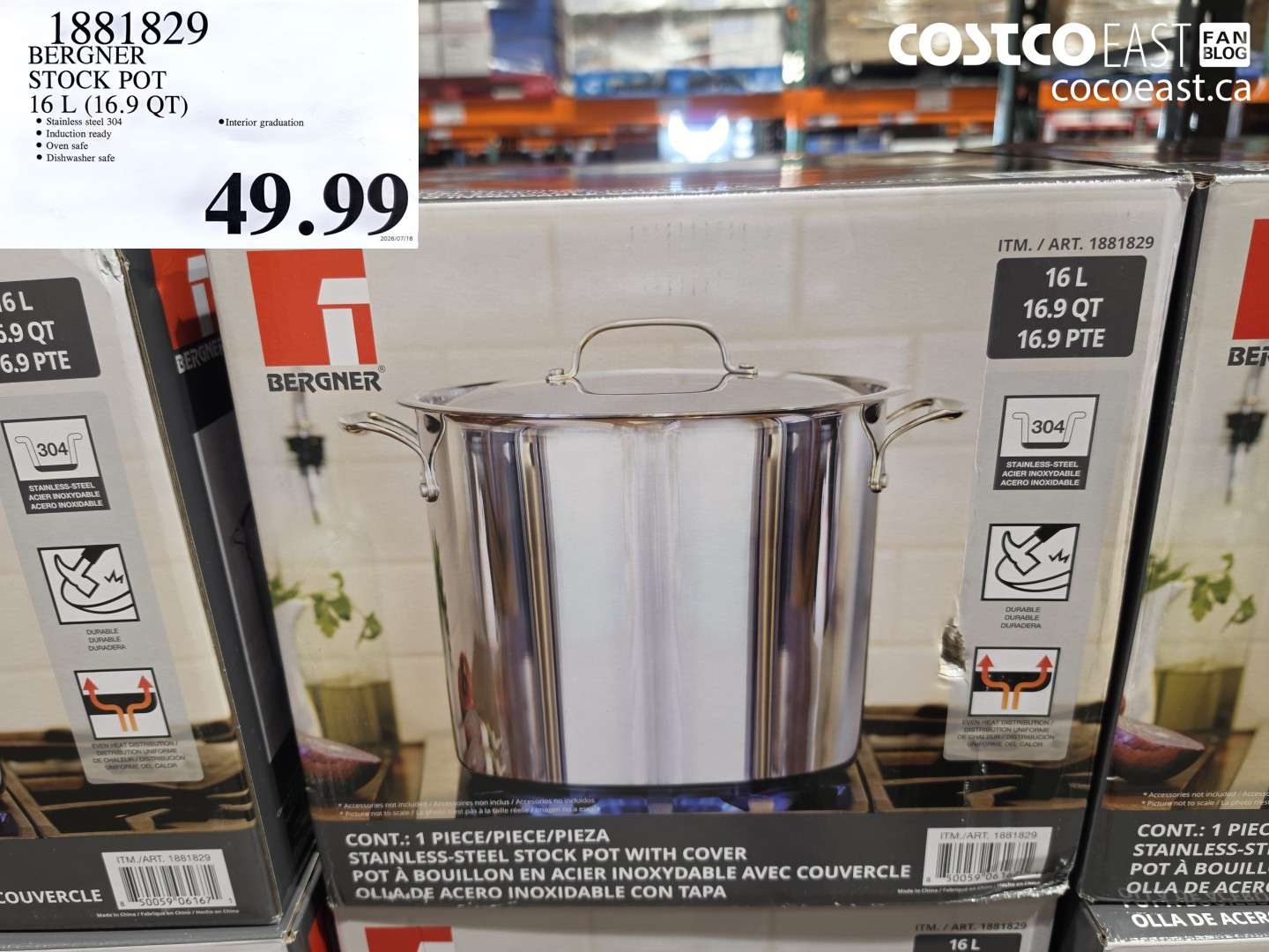 1881829 BERGNER STOCK POT 16 L (16.9 QT) $49.99