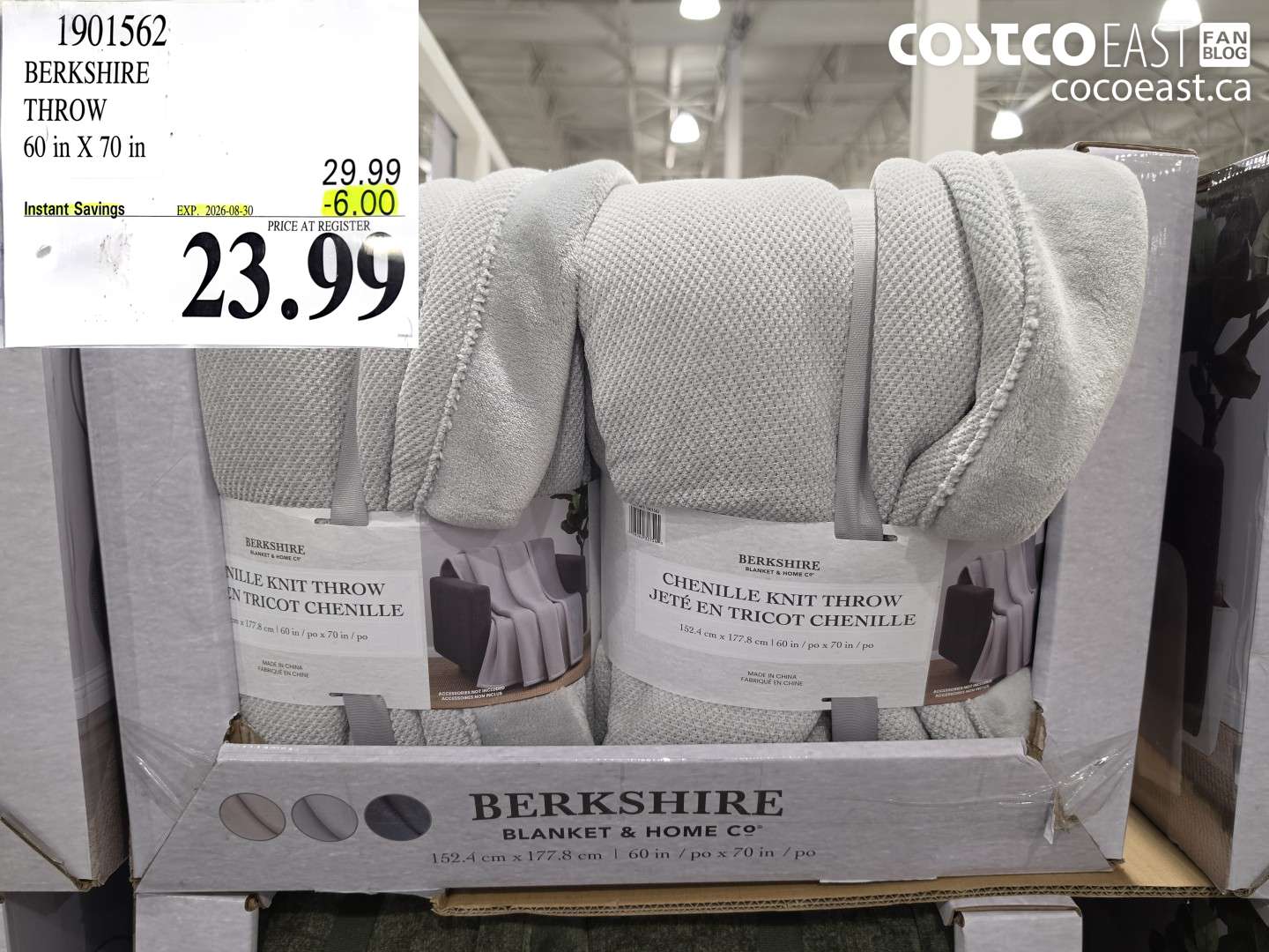 1901562 BERKSHIRE THROW 60 IN X 70 IN ($6.00 INSTANT SAVINGS EXPIRES ON 2026-08-30) $23.99