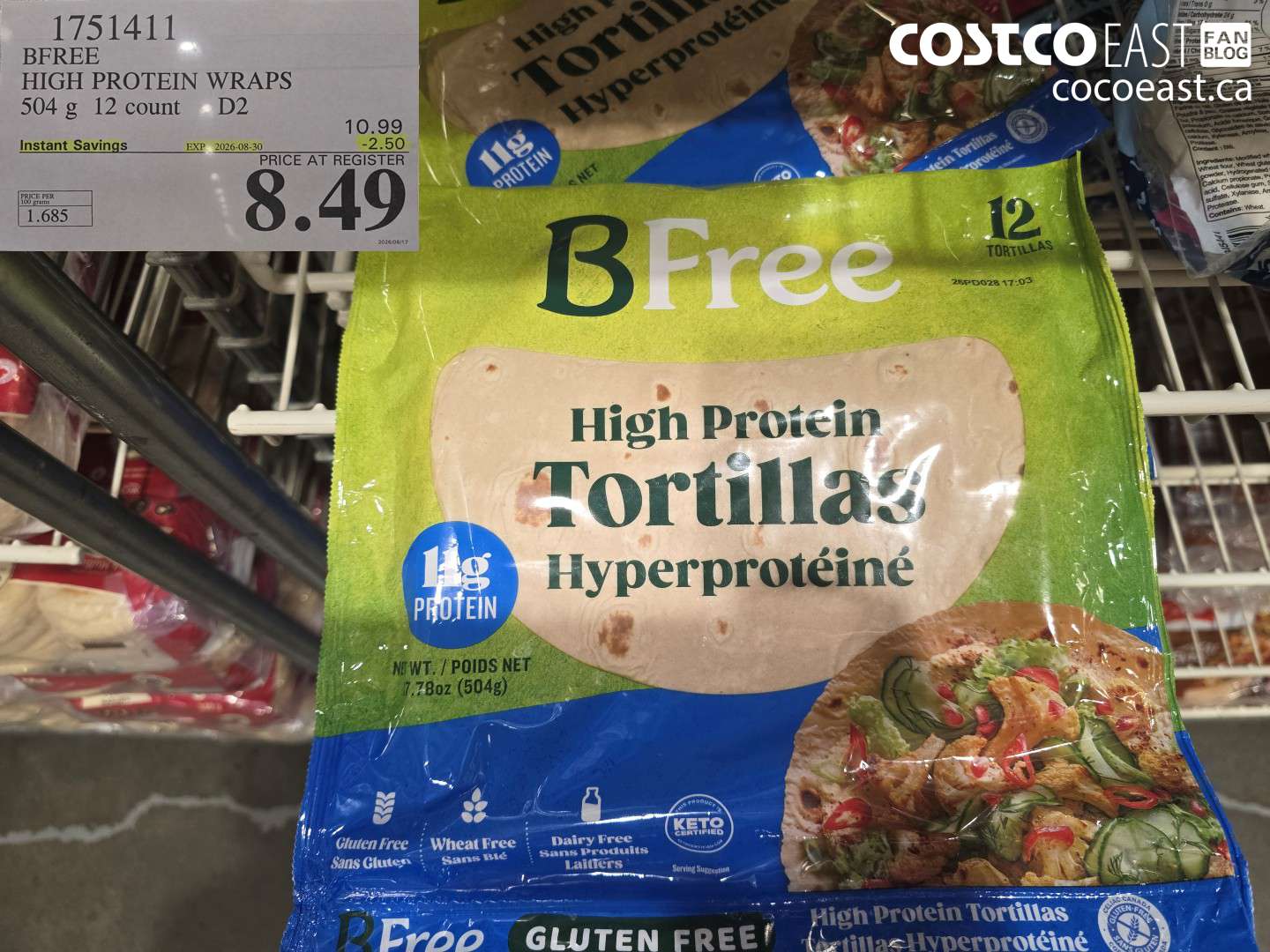 1751411 BFREE HIGH PROTEIN WRAPS 504 G 12 COUNT ($2.50 INSTANT SAVINGS EXPIRES ON 2026-08-30) $8.49