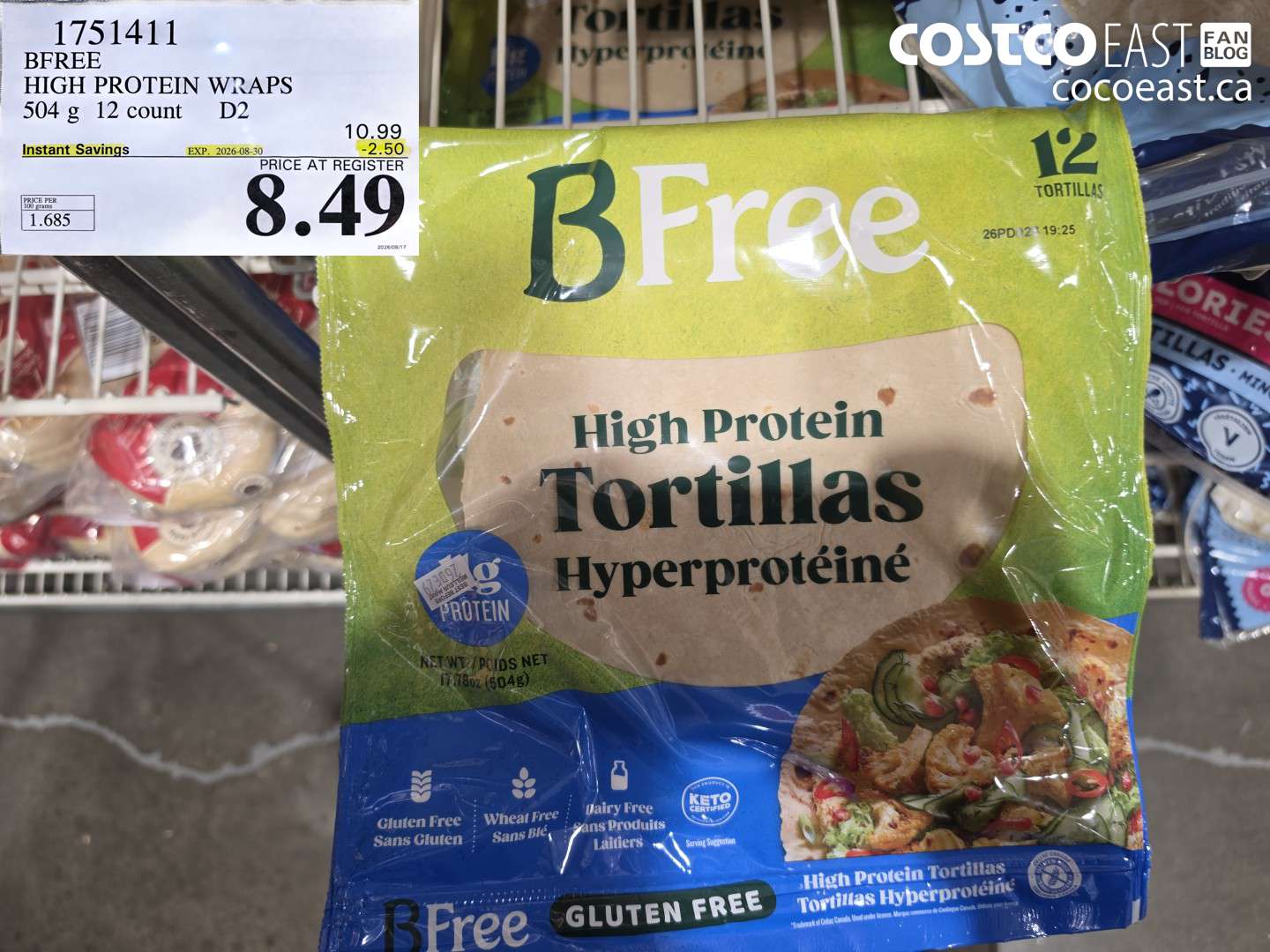 1751411 BFREE HIGH PROTEIN WRAPS 504 G 12 COUNT ($2.50 INSTANT SAVINGS EXPIRES ON 2026-08-30) $8.49