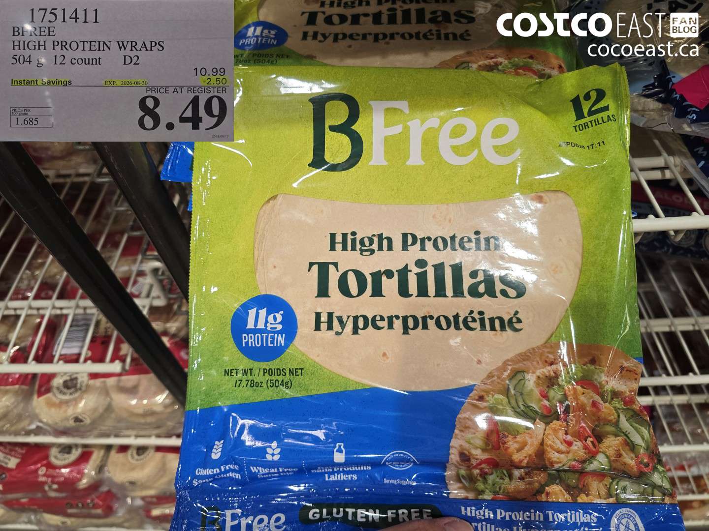 1751411 BFREE HIGH PROTEIN WRAPS 504 G 12 COUNT D2 ($2.50 INSTANT SAVINGS EXPIRES ON 2026-08-30) $8.49