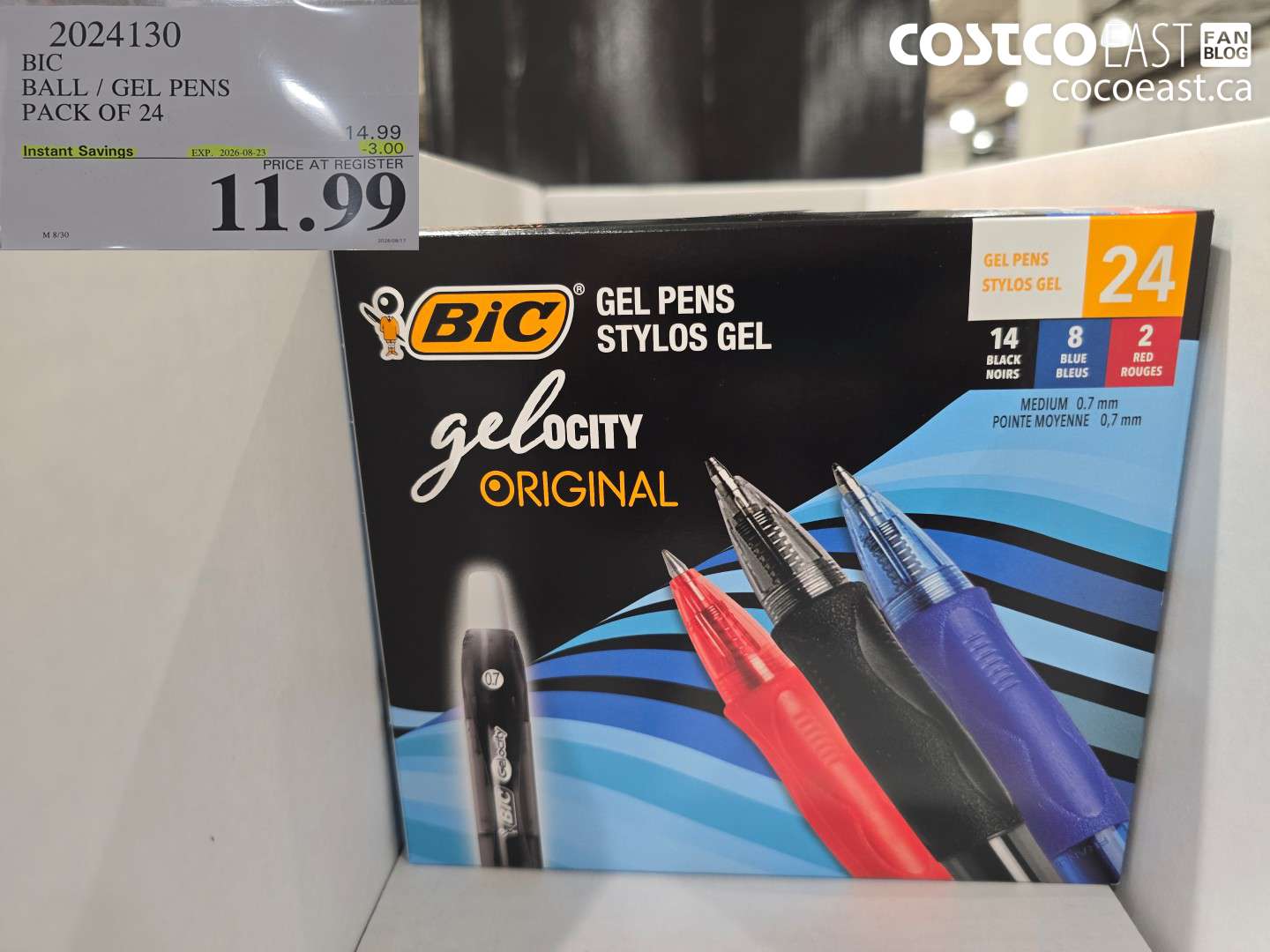 2024130 BIC BALL / GEL PENS PACK OF 24 ($3.00 INSTANT SAVINGS EXPIRES ON 2026-08-23) $11.99