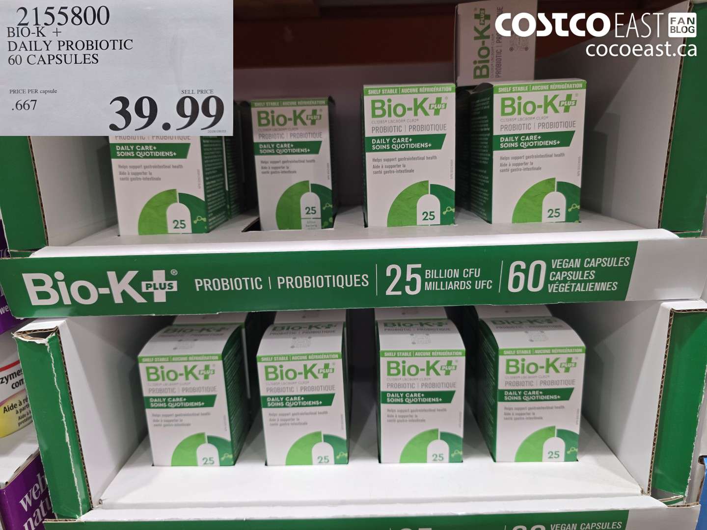 2155800 BIO-K + DAILY PROBIOTIC 60 CAPSULES $39.99