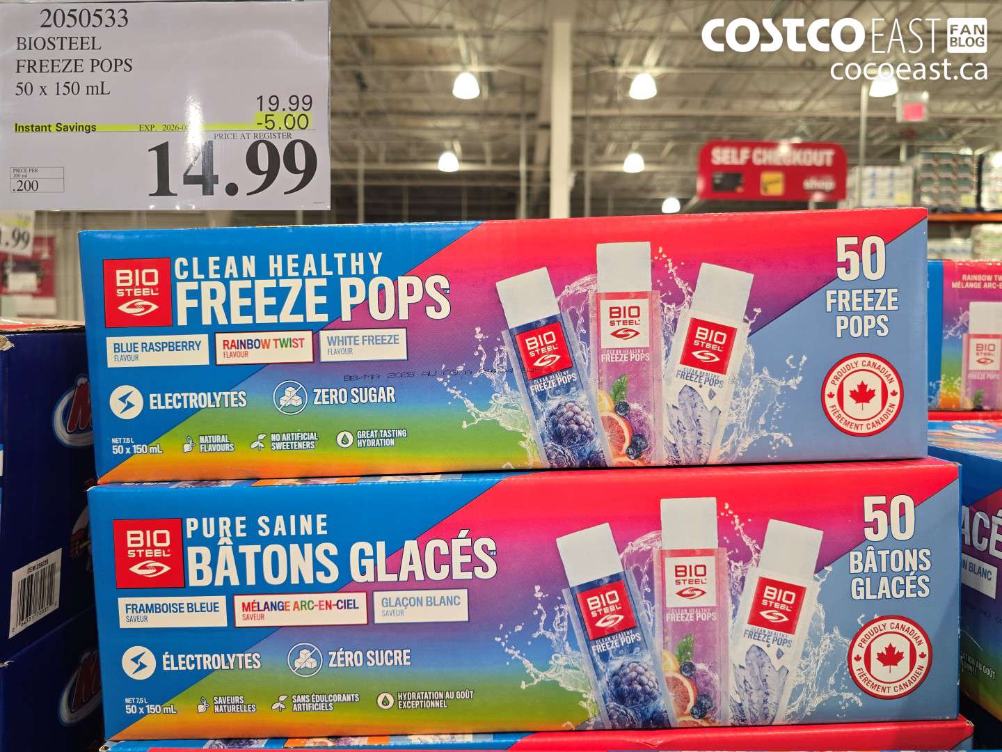 2050533 BIOSTEEL FREEZE POPS 50 X 150 ML ($5.00 INSTANT SAVINGS EXPIRES ON 2026-08-13) $14.99