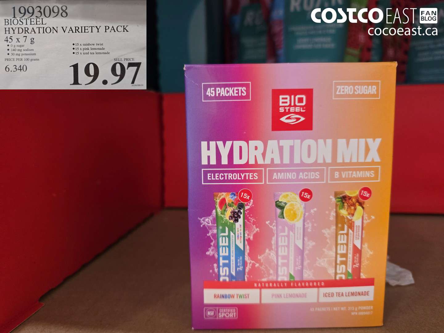 1993098 BIOSTEEL HYDRATION VARIETY PACK 45 X 7 G $19.97