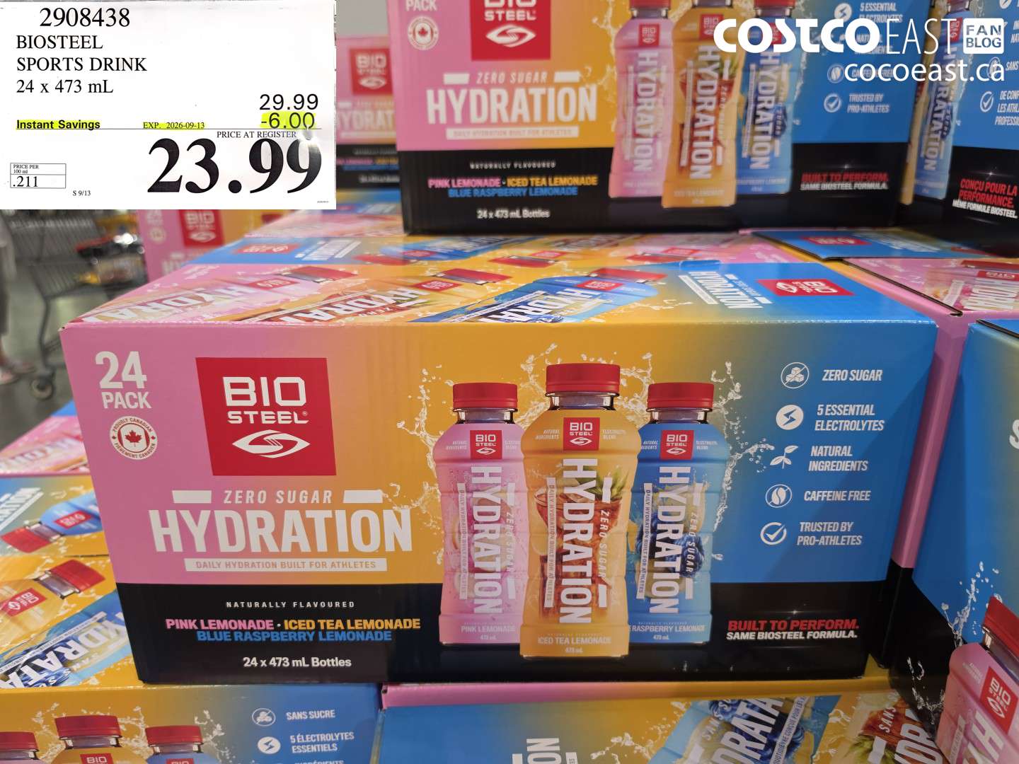 2908438 BIOSTEEL SPORTS DRINK 24 X 473 ML ($6.00 INSTANT SAVINGS EXPIRES ON 2026-09-13) $23.99