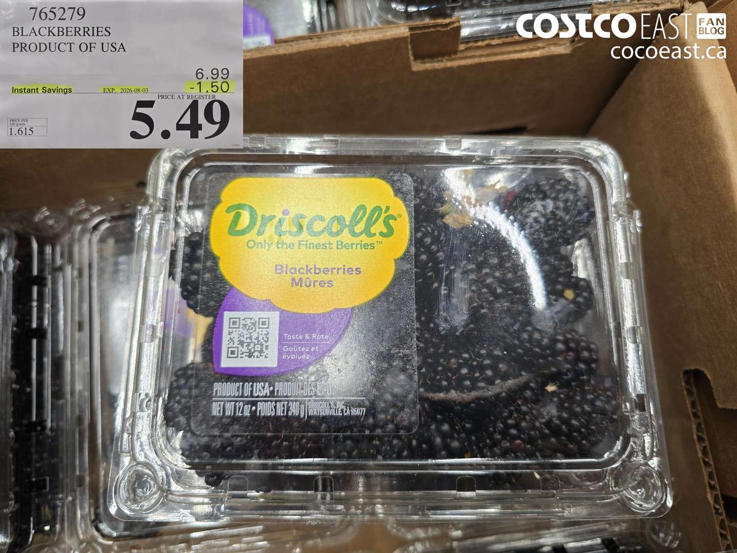 765279 BLACKBERRIES PRODUCT OF USA ($1.50 INSTANT SAVINGS EXPIRES ON 2026-08-03) $5.49