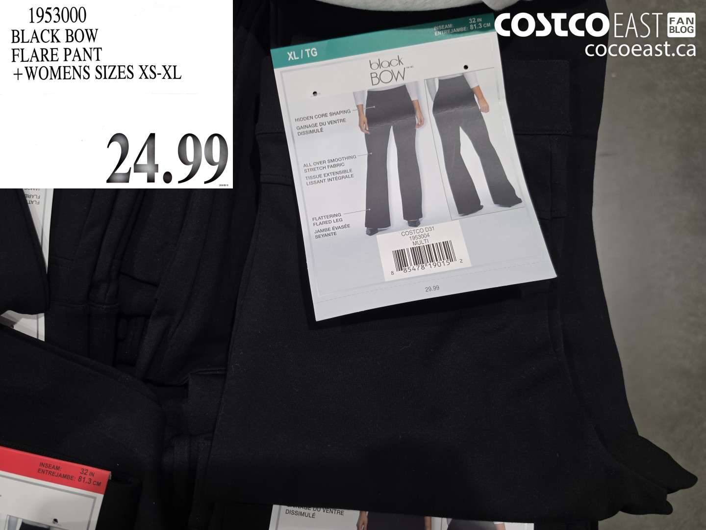 1953000 BLACK BOW FLARE PANT WOMENS SIZES XS-XL $24.99