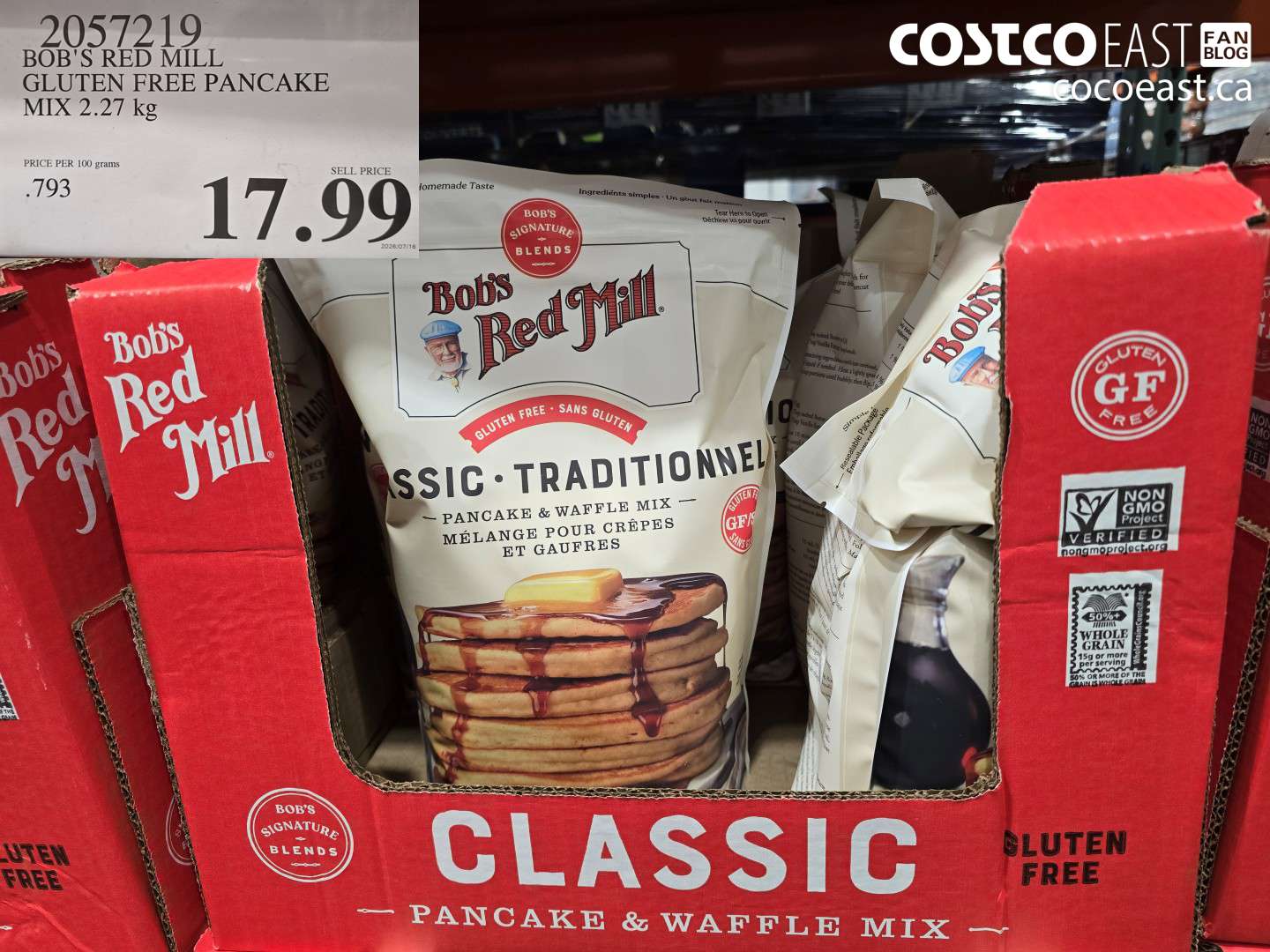 2057219 BOB'S RED MILL GLUTEN FREE PANCAKE MIX 2.27 KG $17.99