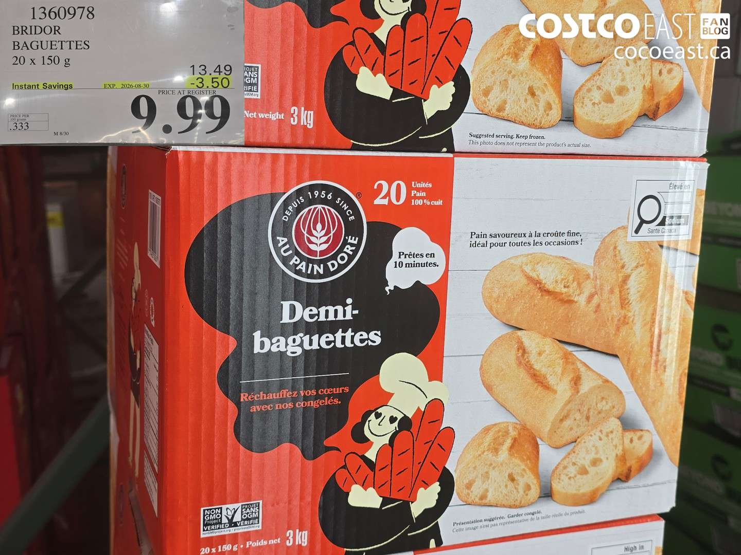 1360978 BRIDOR BAGUETTES 20 X 150 G ($3.50 INSTANT SAVINGS EXPIRES ON 2026-08-30) $9.99