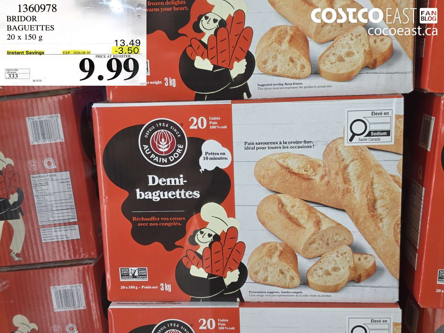 1360978 BRIDOR BAGUETTES 20 X 150 G ($3.50 INSTANT SAVINGS EXPIRES ON 2026-08-30) $9.99