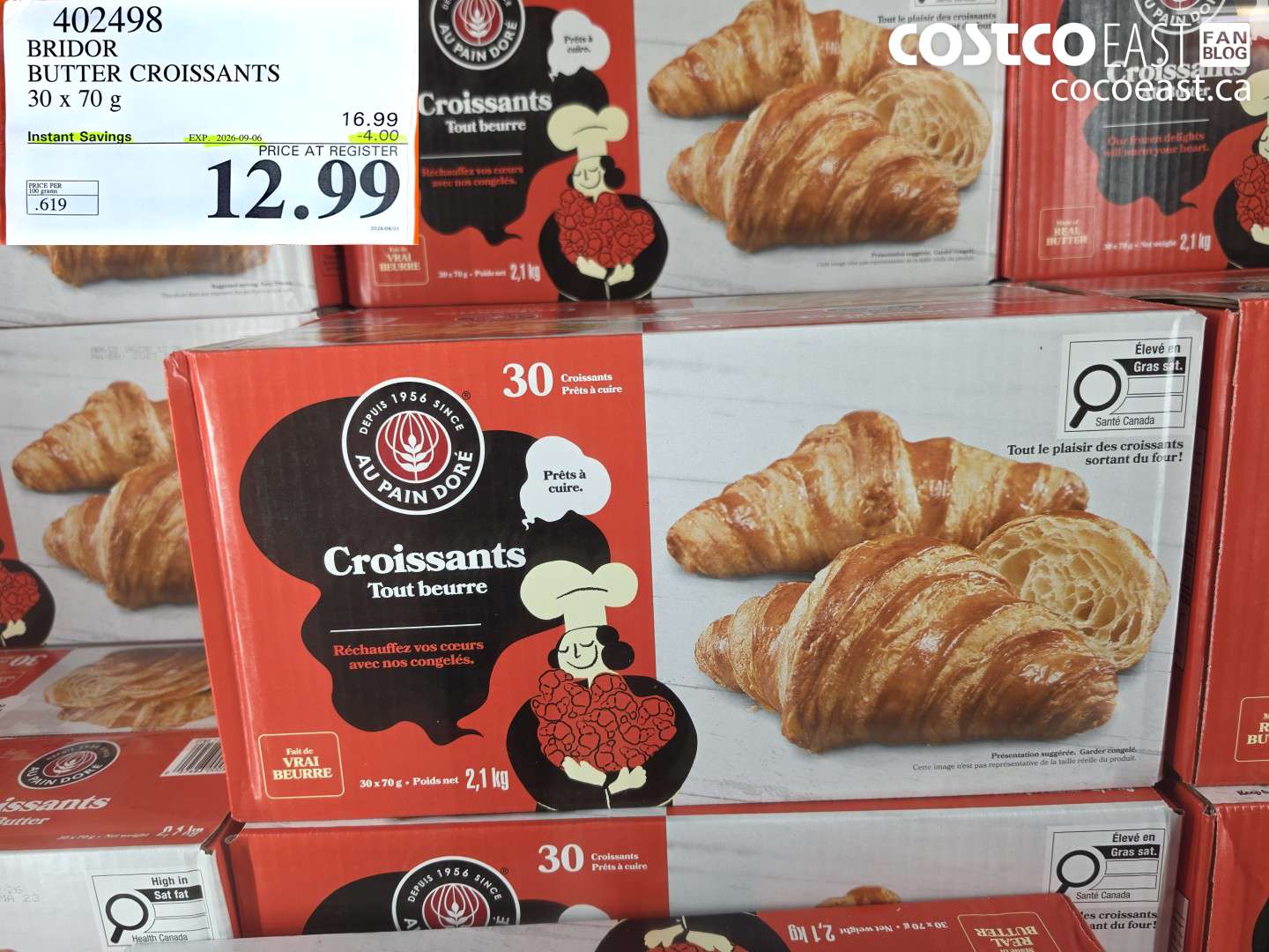 402498 BRIDOR BUTTER CROISSANTS 30 X 70 G ($4.00 INSTANT SAVINGS EXPIRES ON 2026-09-06) $12.99