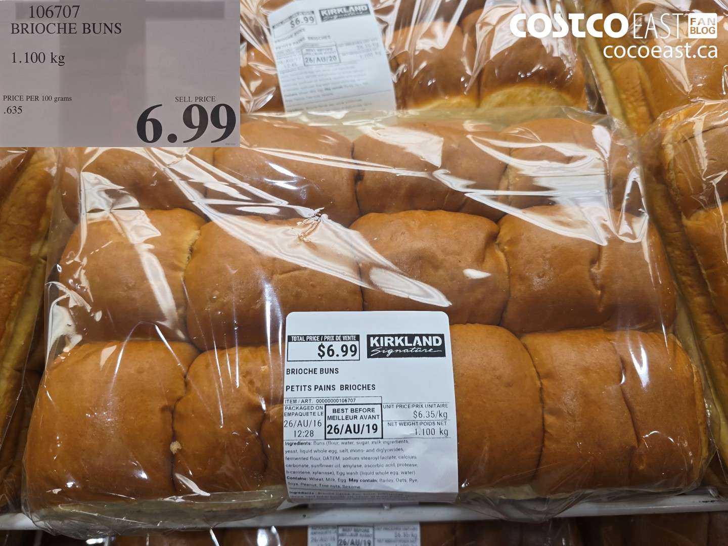 106707 BRIOCHE BUNS 1.100 KG $6.99
