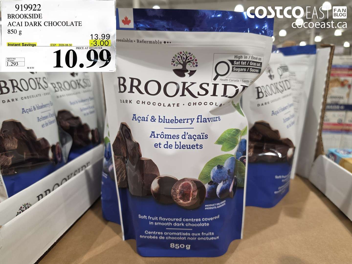 919922 BROOKSIDE ACAI DARK CHOCOLATE 850 G ($3.00 INSTANT SAVINGS EXPIRES ON 2026-08-30) $10.99