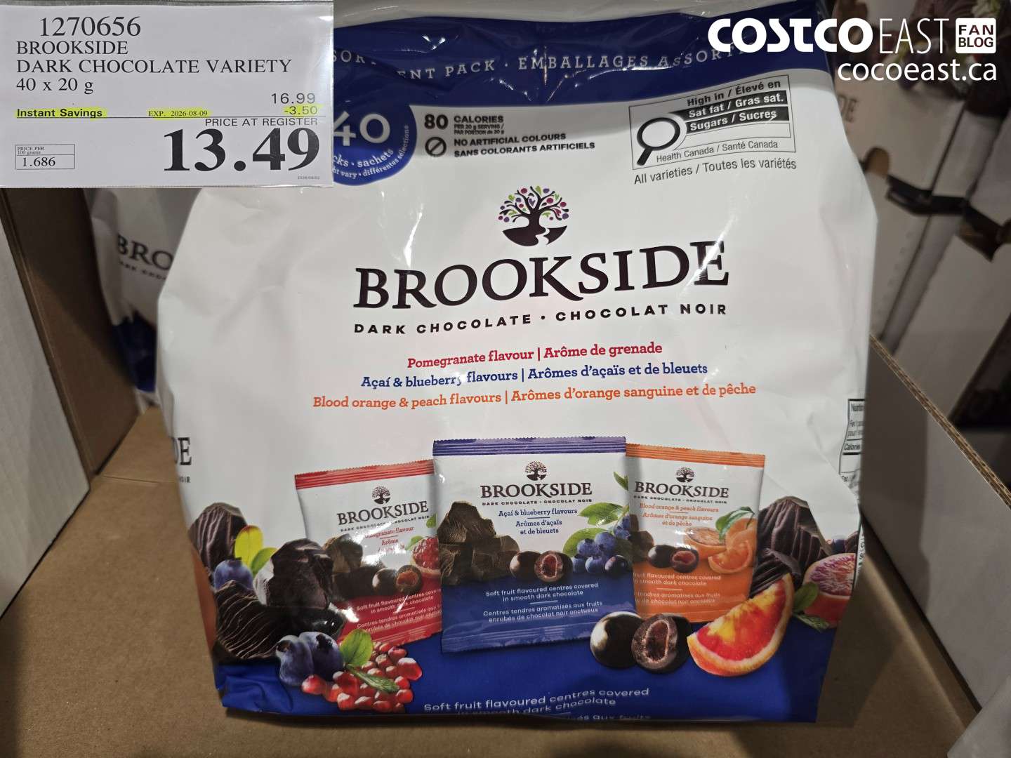 1270656 BROOKSIDE DARK CHOCOLATE VARIETY 40 X 20 G ($3.50 INSTANT SAVINGS EXPIRES ON 2026-08-09) $13.49