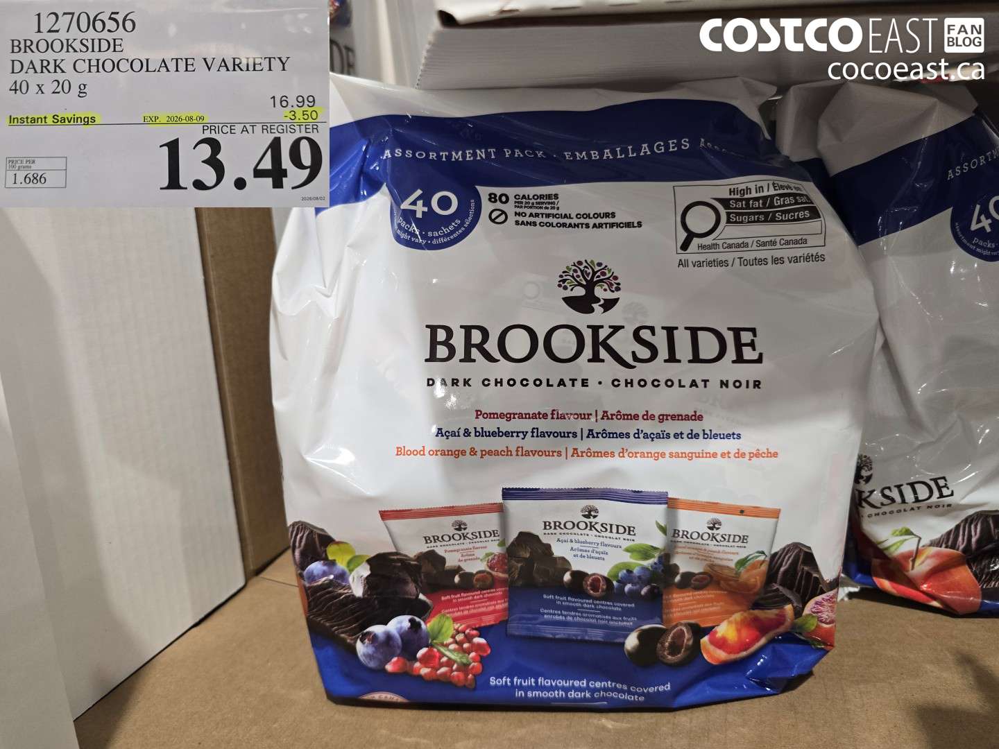 1270656 BROOKSIDE DARK CHOCOLATE VARIETY 40 X 20 G ($3.50 INSTANT SAVINGS EXPIRES ON 2026-08-09) $13.49