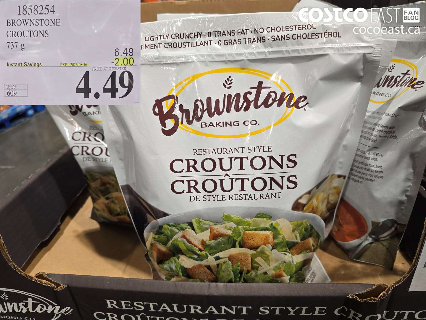 1858254 BROWNSTONE CROUTONS 737 G ($2.00 INSTANT SAVINGS EXPIRES ON 2026-08-16) $4.49