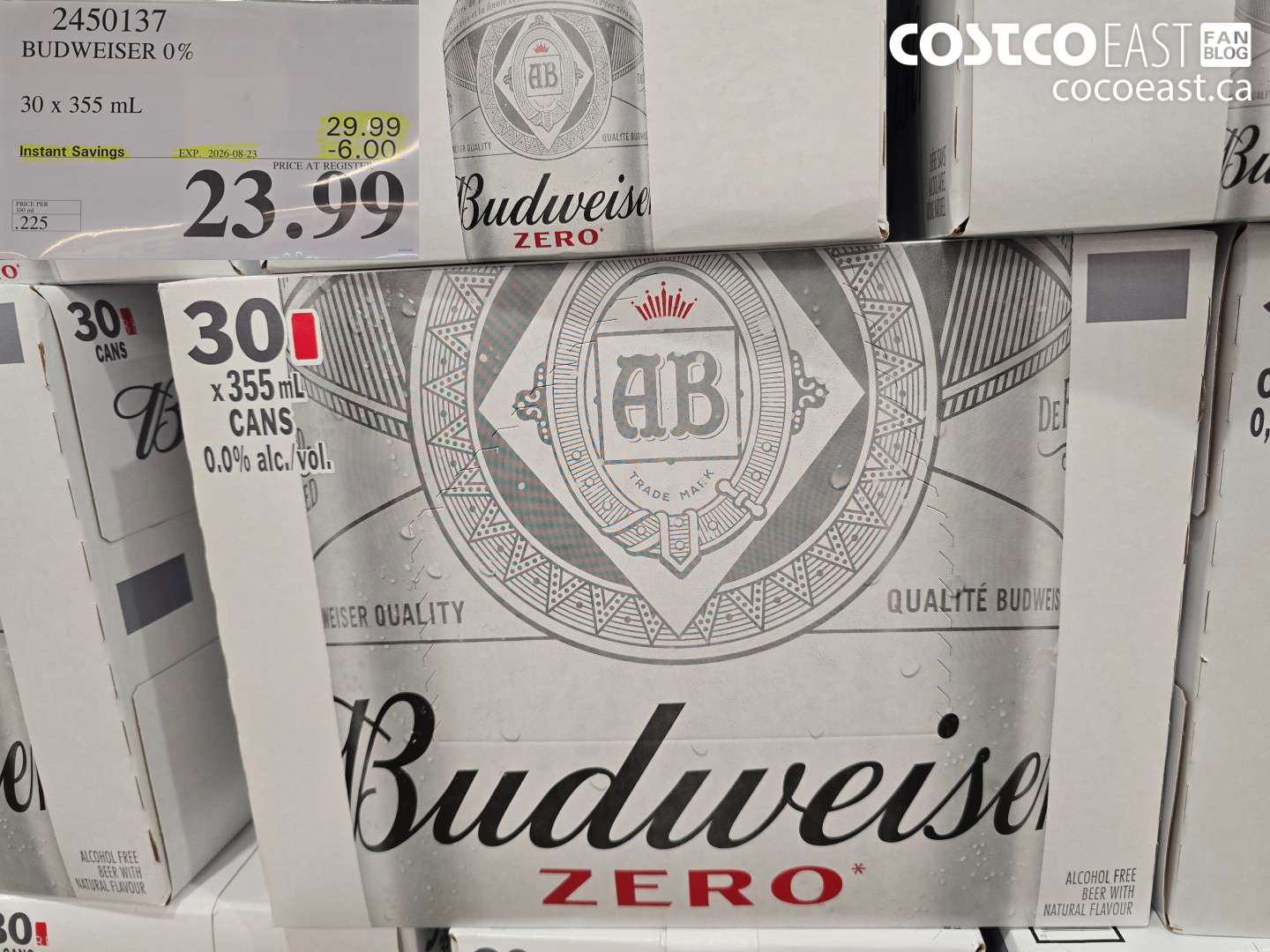 2450137 BUDWEISER 0% 30 X 355 ML ($6.00 INSTANT SAVINGS EXPIRES ON 2026-08-23) $23.99