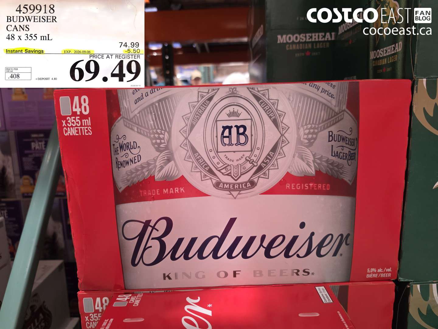459918 BUDWEISER CANS 48 X 355 ML ($5.50 INSTANT SAVINGS EXPIRES ON 2026-09-06) $69.49