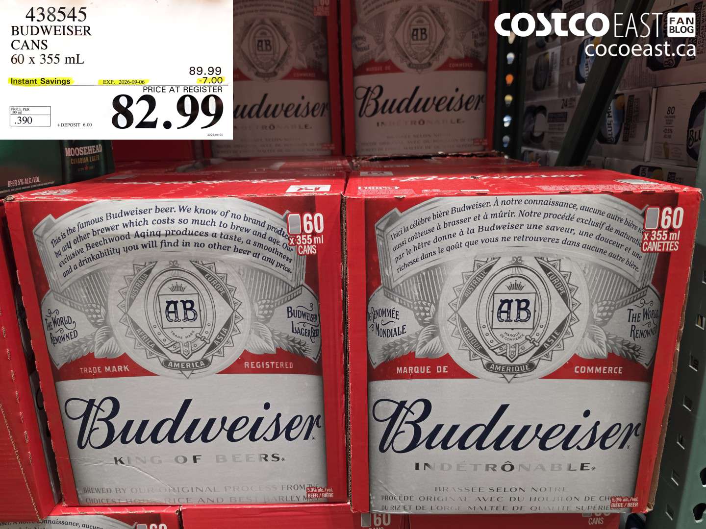 438545 BUDWEISER CANS 60 X 355 ML ($7.00 INSTANT SAVINGS EXPIRES ON 2026-09-06) $82.99