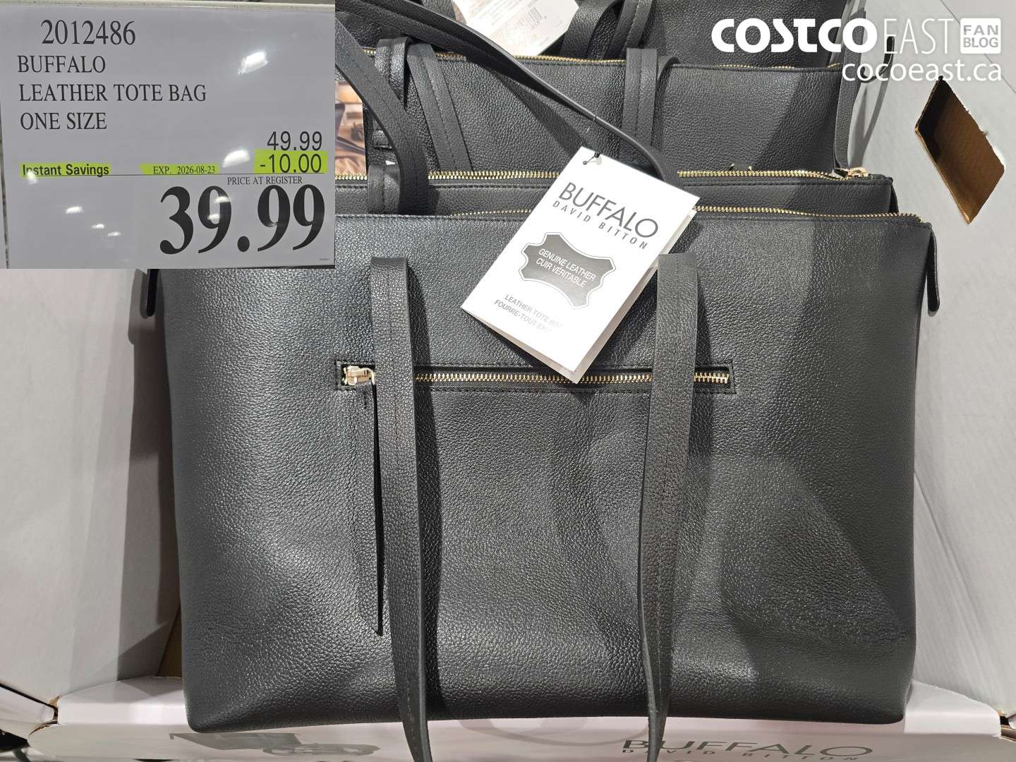 2012486 BUFFALO LEATHER TOTE BAG ONE SIZE ($10.00 INSTANT SAVINGS EXPIRES ON 2026-08-23) $39.99