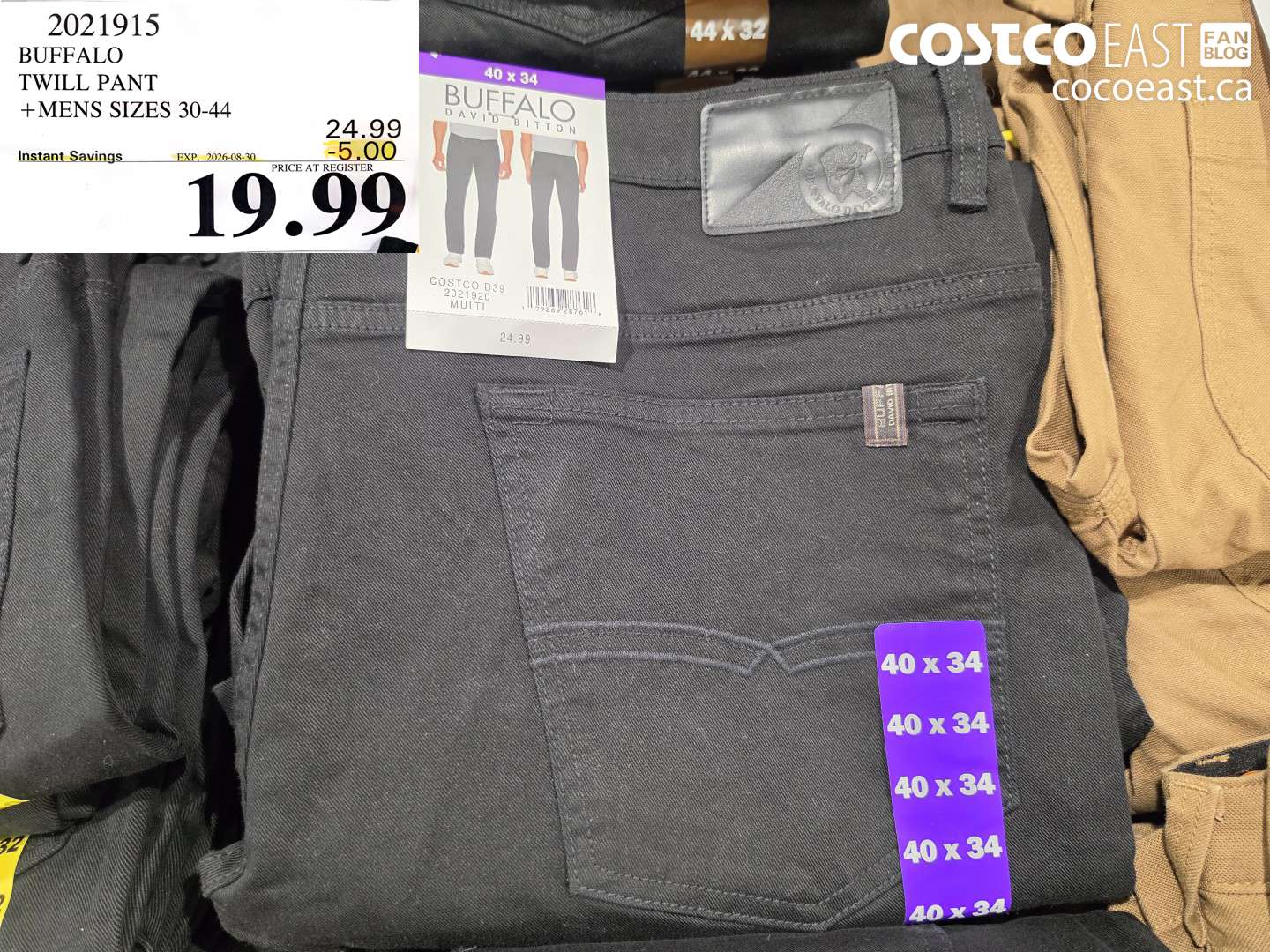 2021915 BUFFALO TWILL PANT MENS SIZES 30-44 ($5.00 INSTANT SAVINGS EXPIRES ON 2026-08-30) $19.99