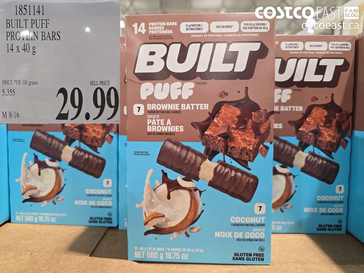 1851141 BUILT PUFF PROTEIN BARS 14 X 40 G $29.99