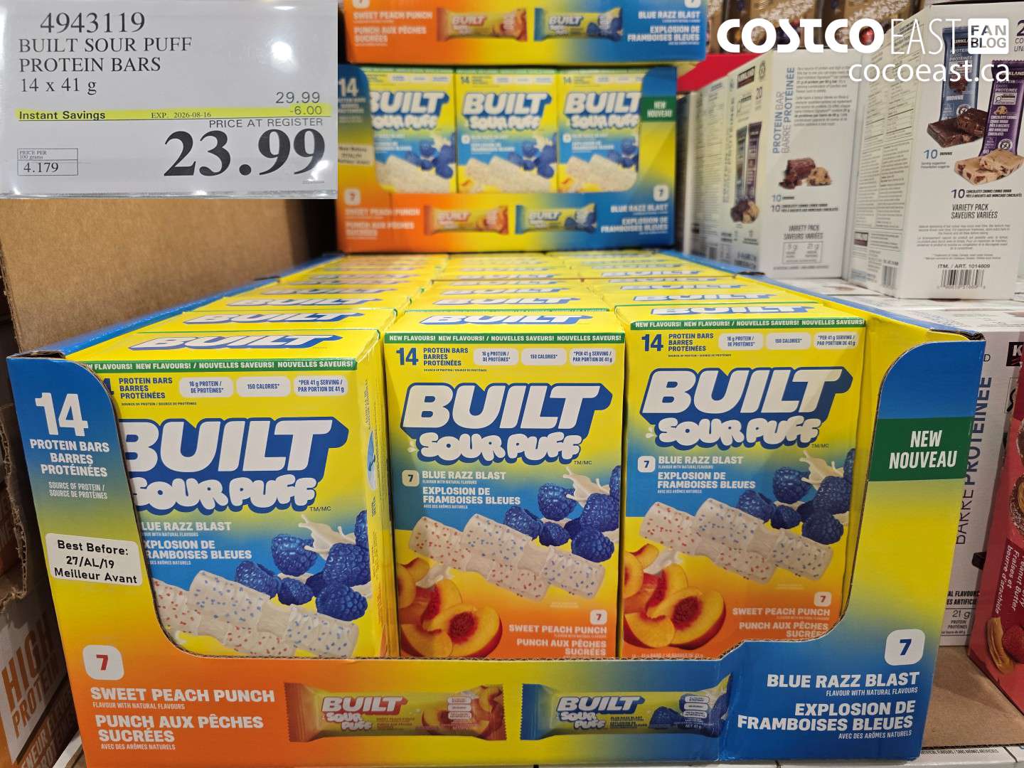 4943119 BUILT SOUR PUFF PROTEIN BARS 14 X 41 G ($6.00 INSTANT SAVINGS EXPIRES ON 2026-08-16) $23.99